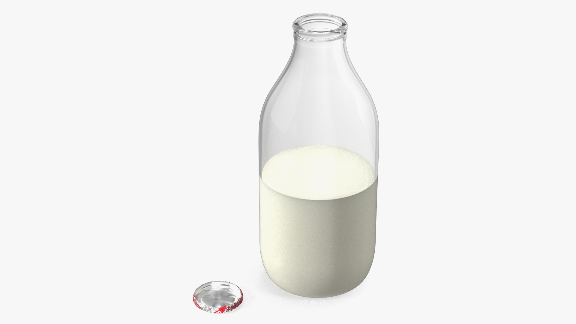 3D Opened Bottle of Semi-Skimmed Milk with Foil Cap model