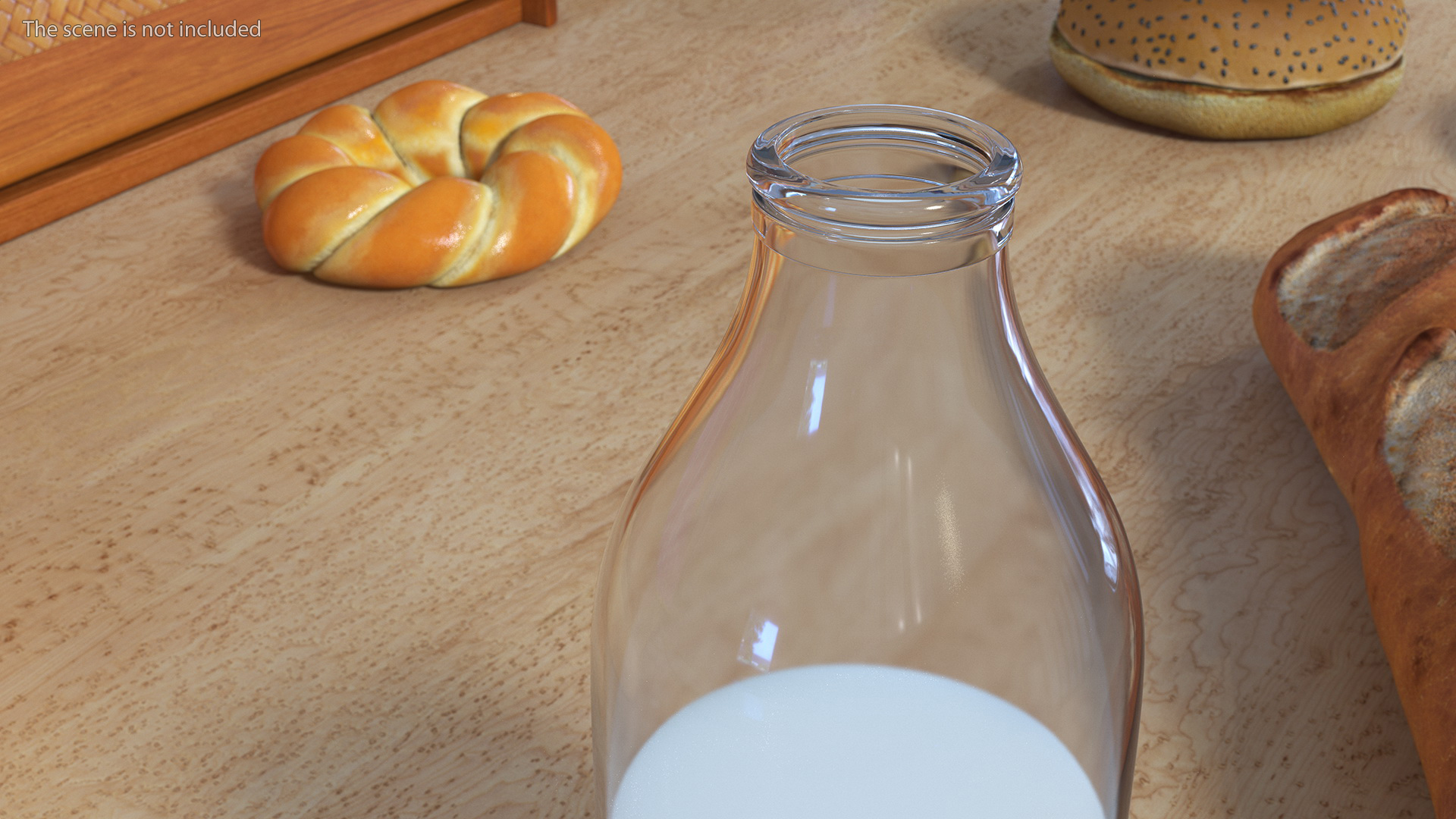3D Opened Bottle of Semi-Skimmed Milk with Foil Cap model