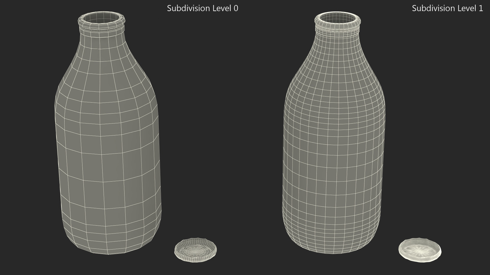 3D Opened Bottle of Semi-Skimmed Milk with Foil Cap model