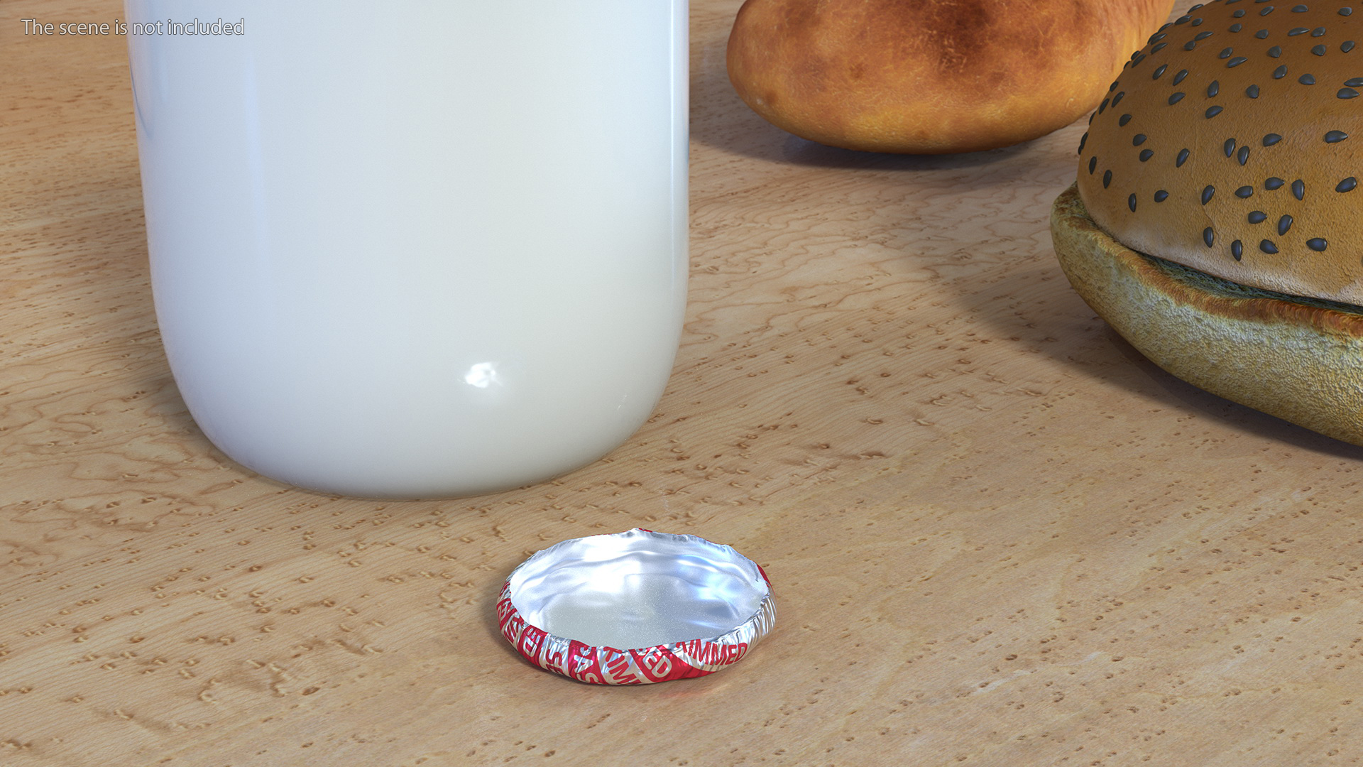 3D Opened Bottle of Semi-Skimmed Milk with Foil Cap model