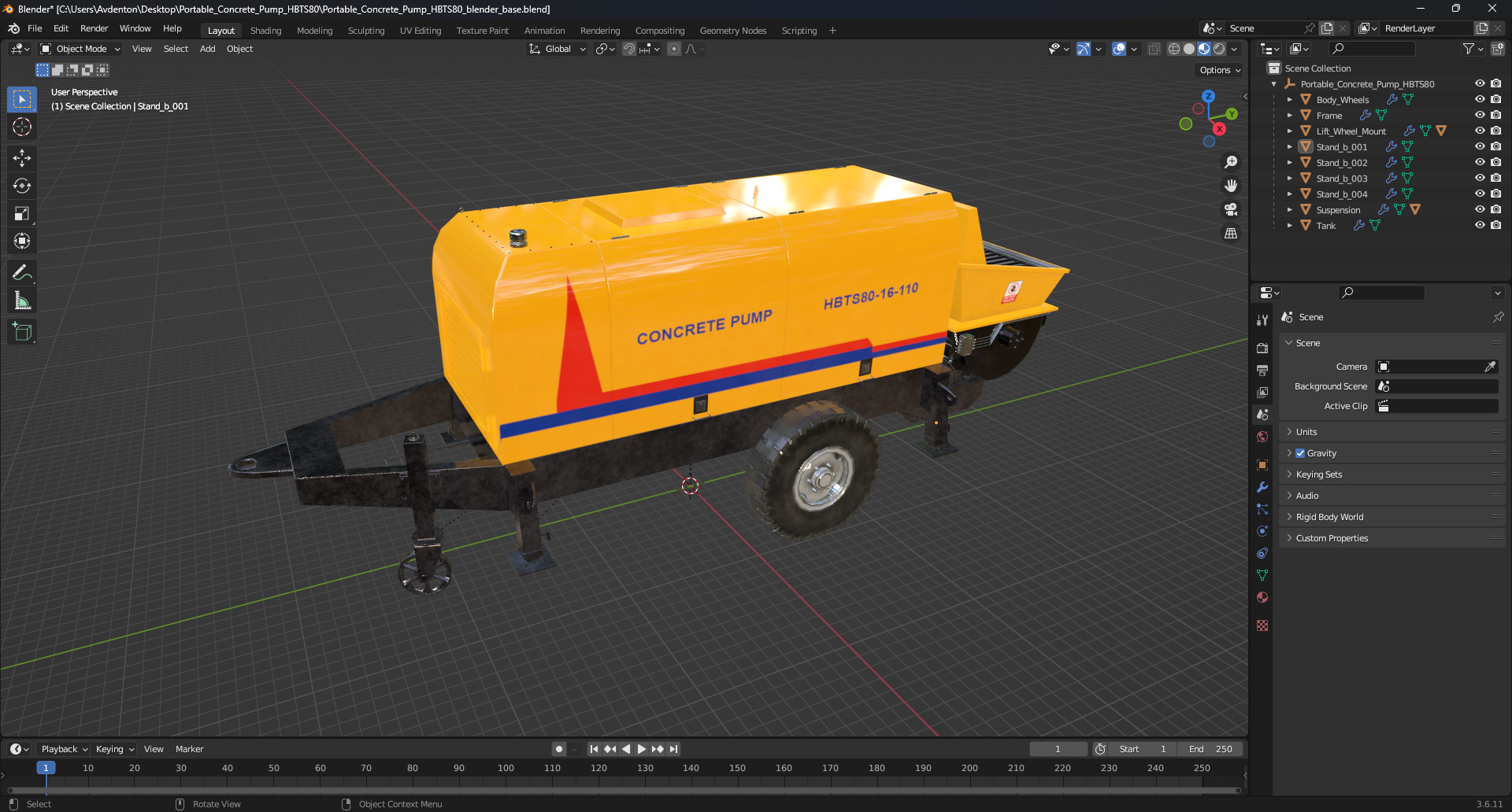 Portable Concrete Pump HBTS80 3D model