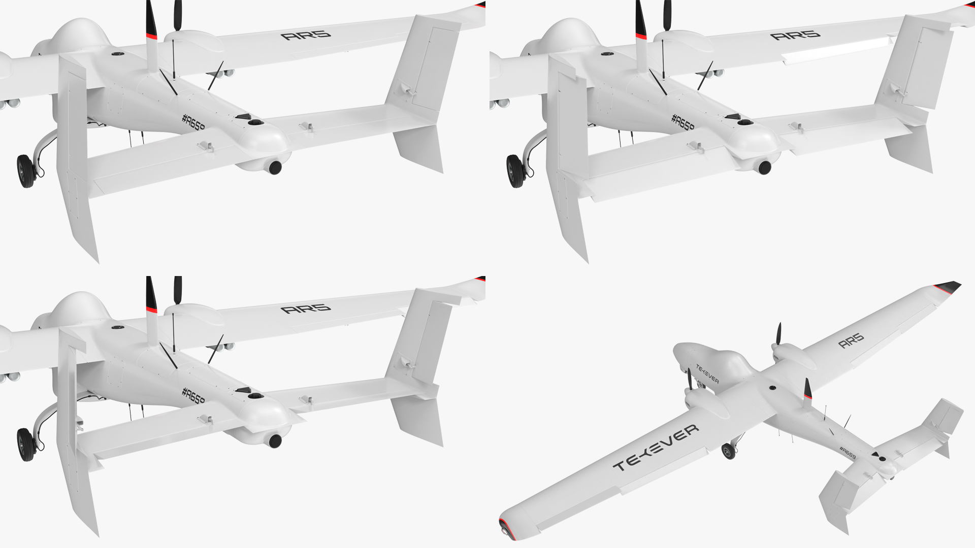 3D Tekever AR5 UAS Rigged for Maya
