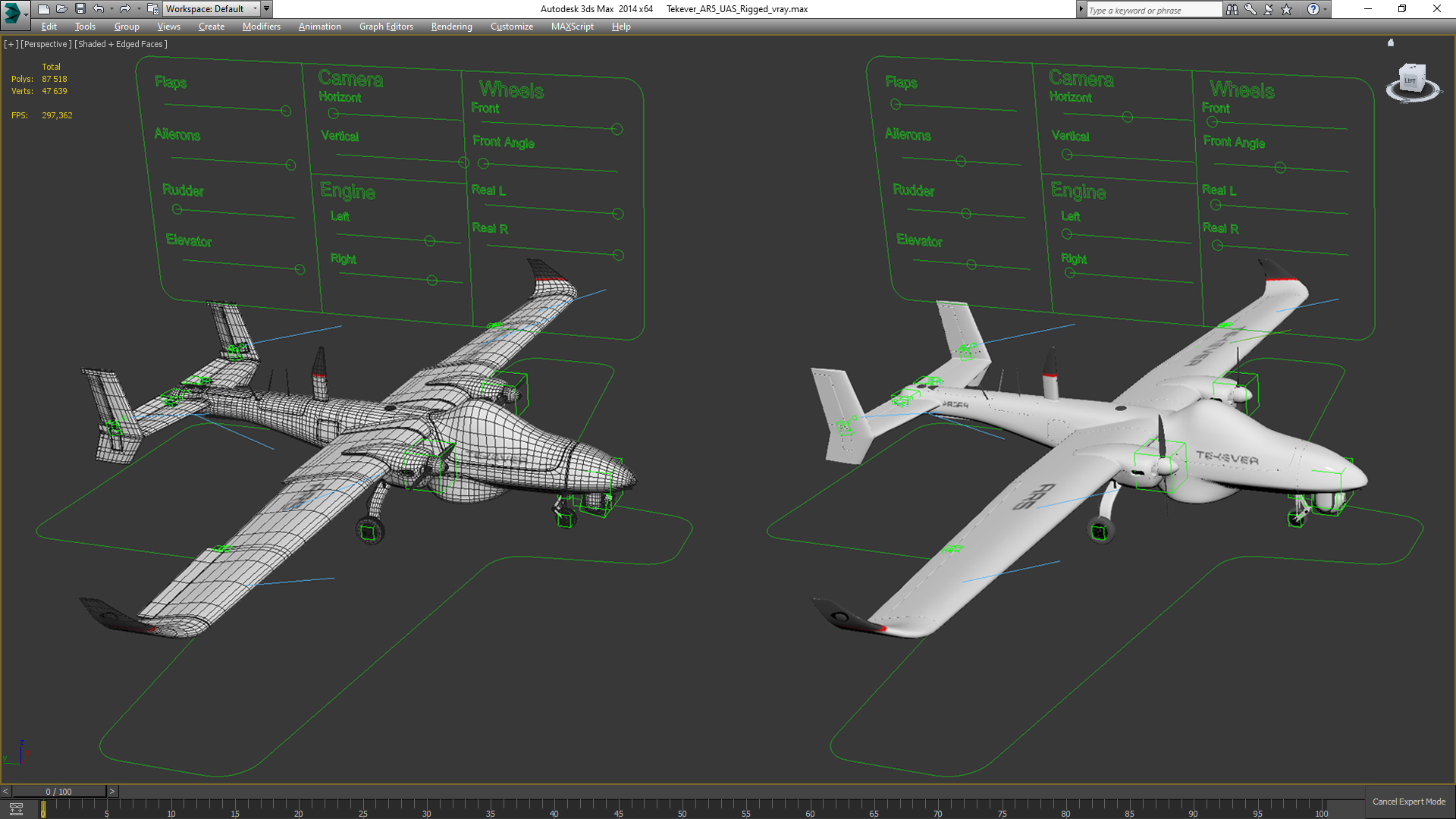 3D Tekever AR5 UAS Rigged for Maya