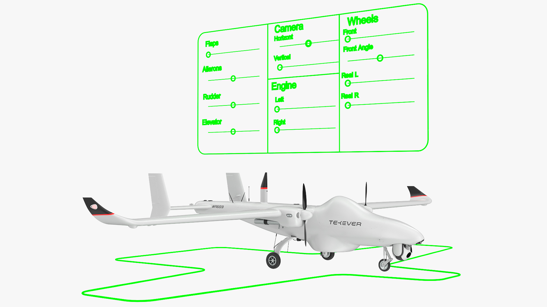 3D Tekever AR5 UAS Rigged for Maya