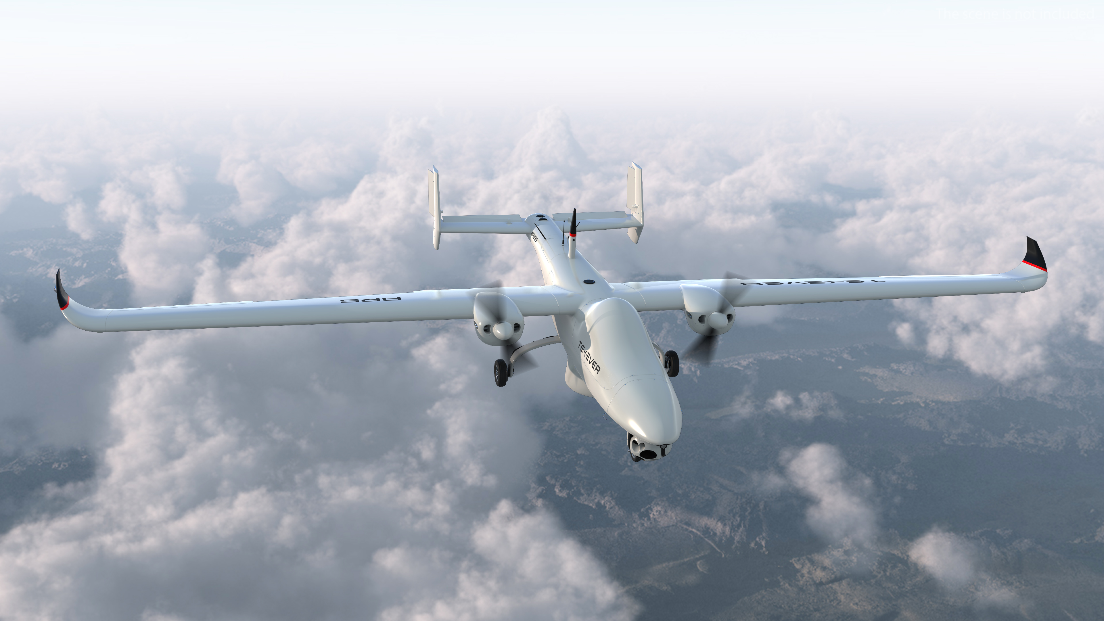 3D Tekever AR5 UAS Rigged for Maya