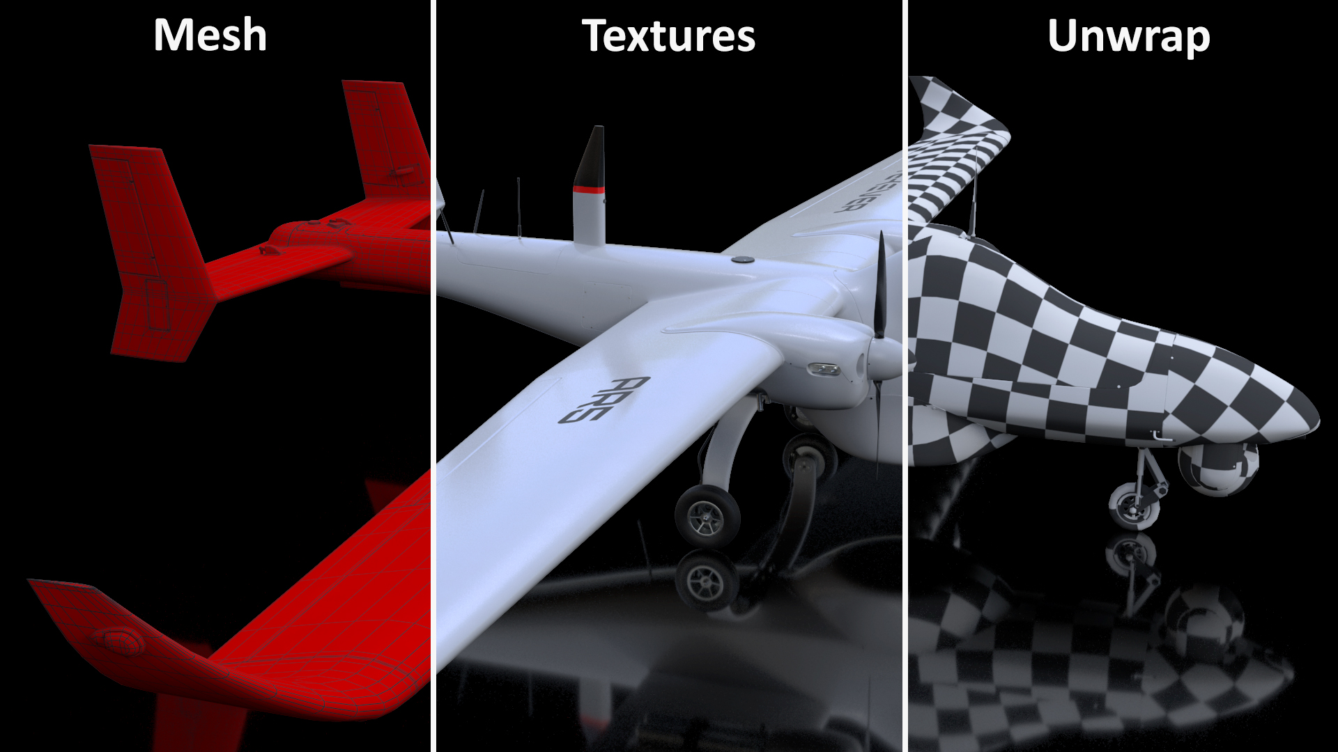 3D Tekever AR5 UAS Rigged for Maya
