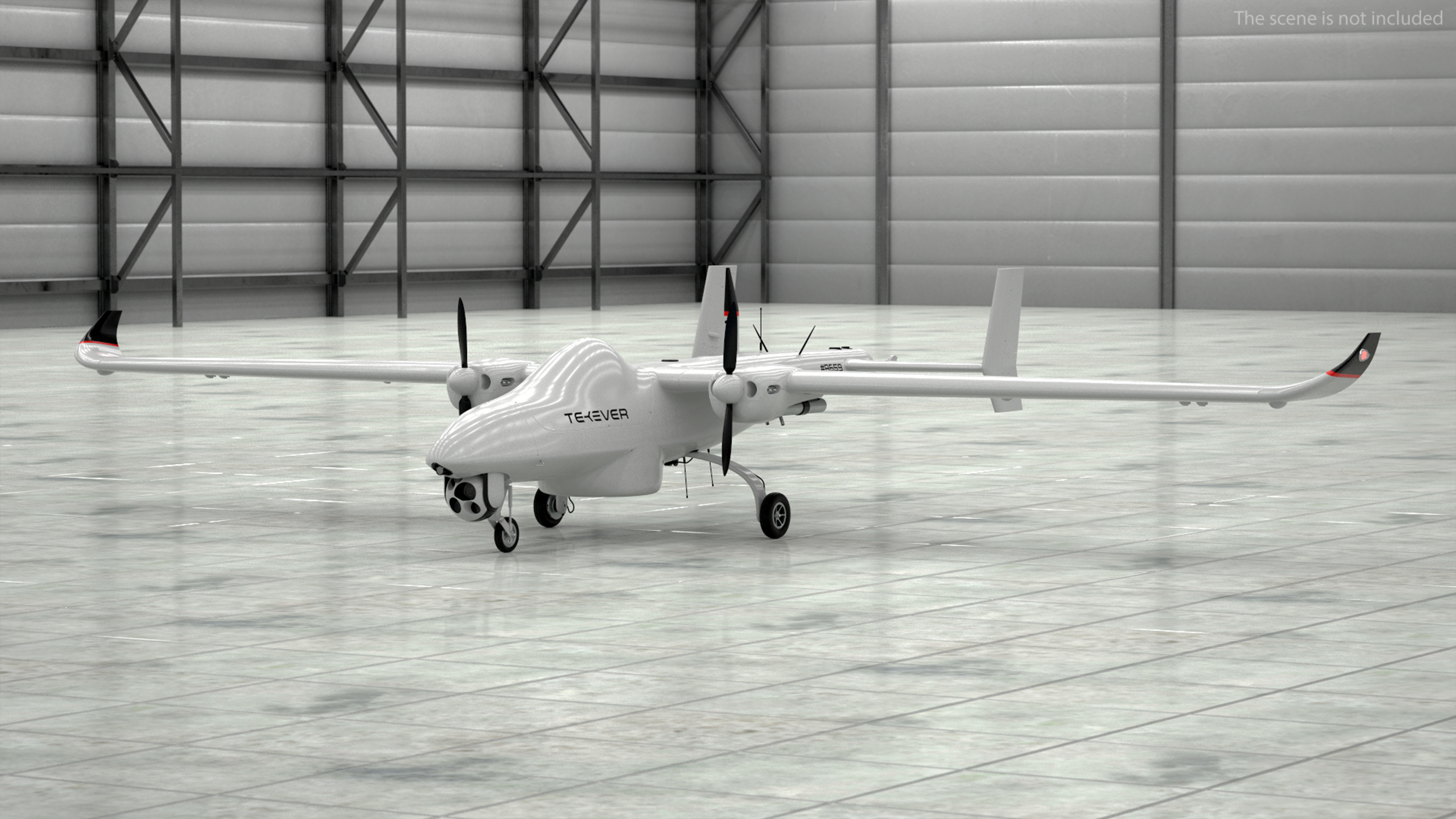 3D Tekever AR5 UAS Rigged for Maya