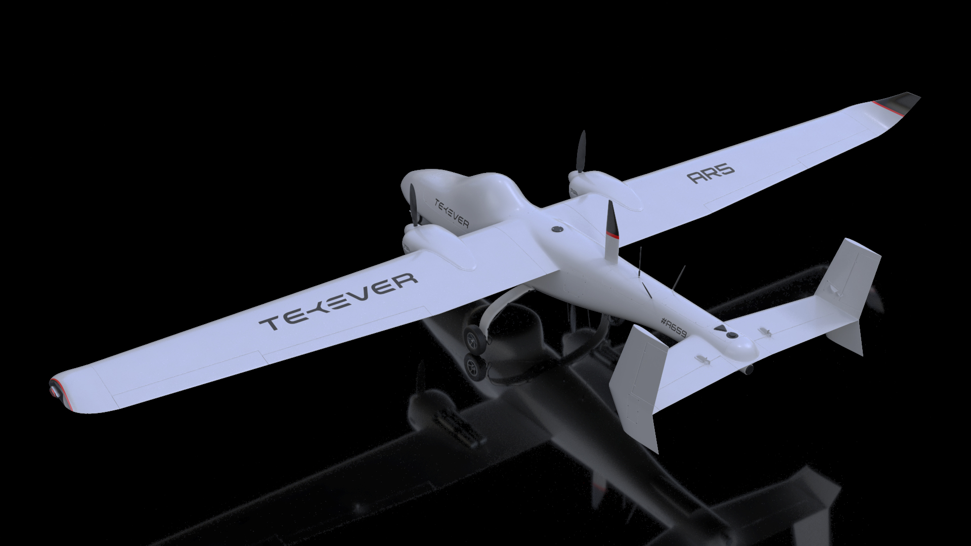 3D Tekever AR5 UAS Rigged for Maya