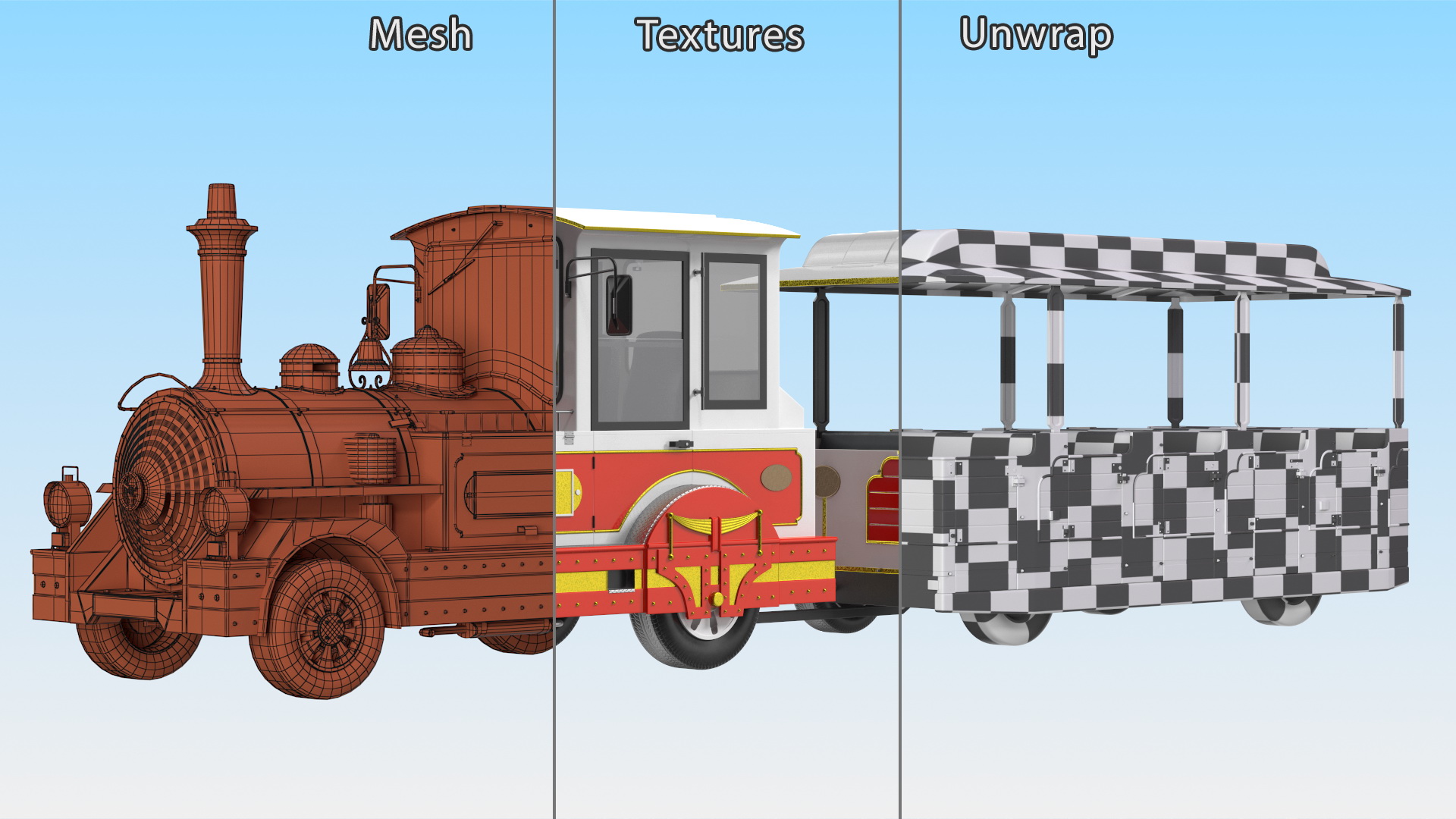 3D model Tourist Train Rigged