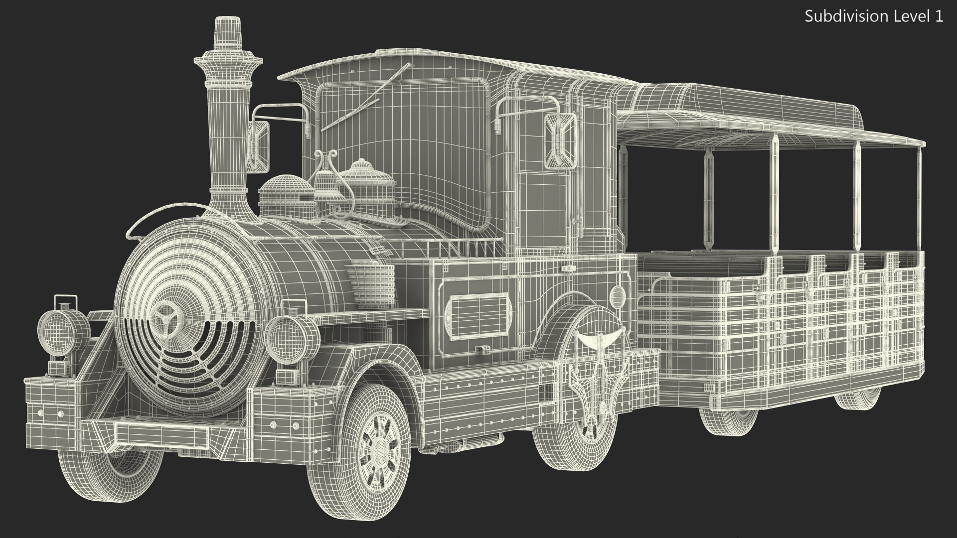 3D model Tourist Train Rigged