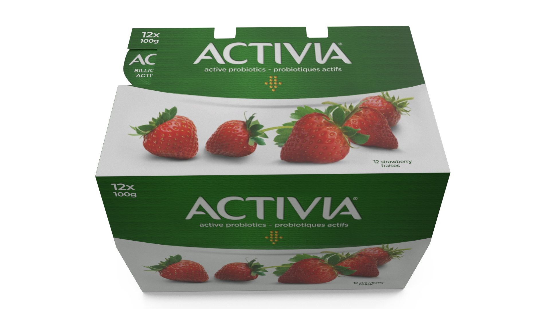 Activia Strawberry Yogurt 12 Paper Pack 3D model