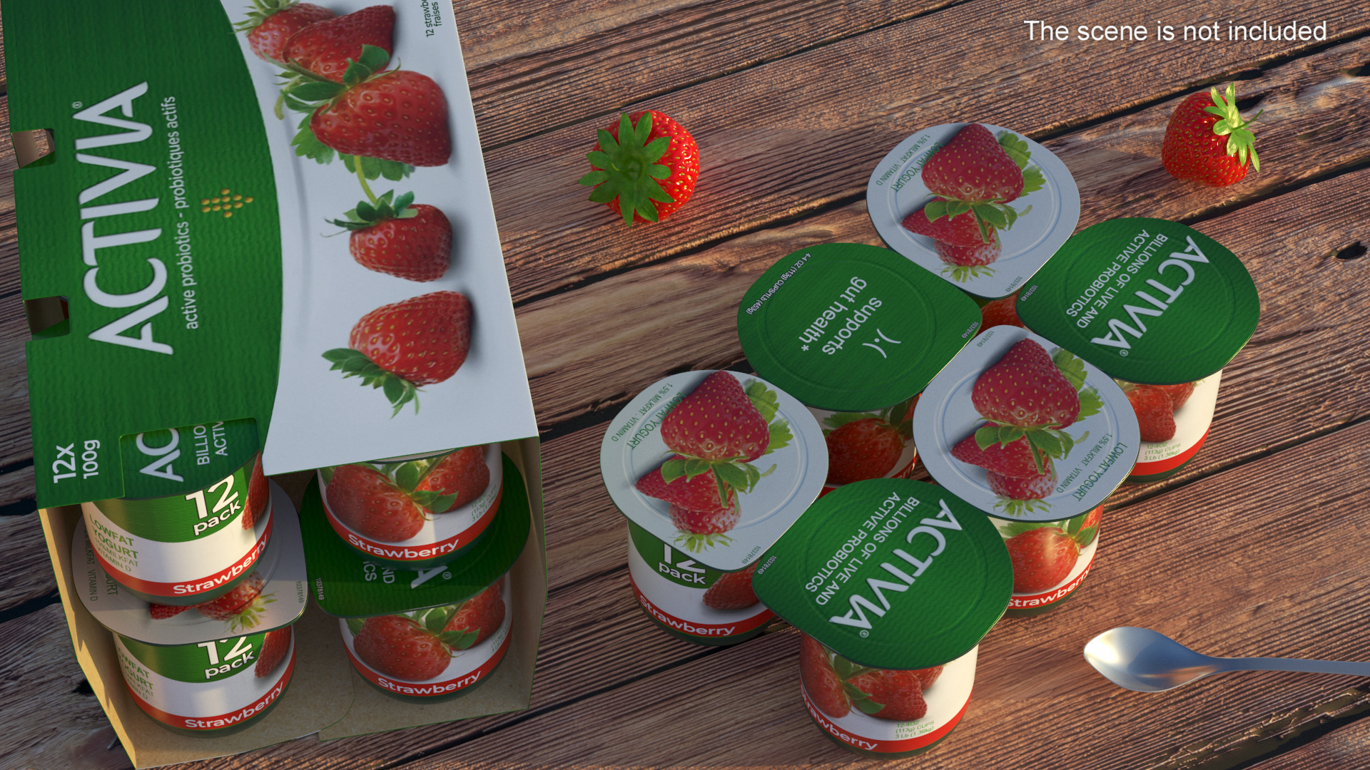 Activia Strawberry Yogurt 12 Paper Pack 3D model