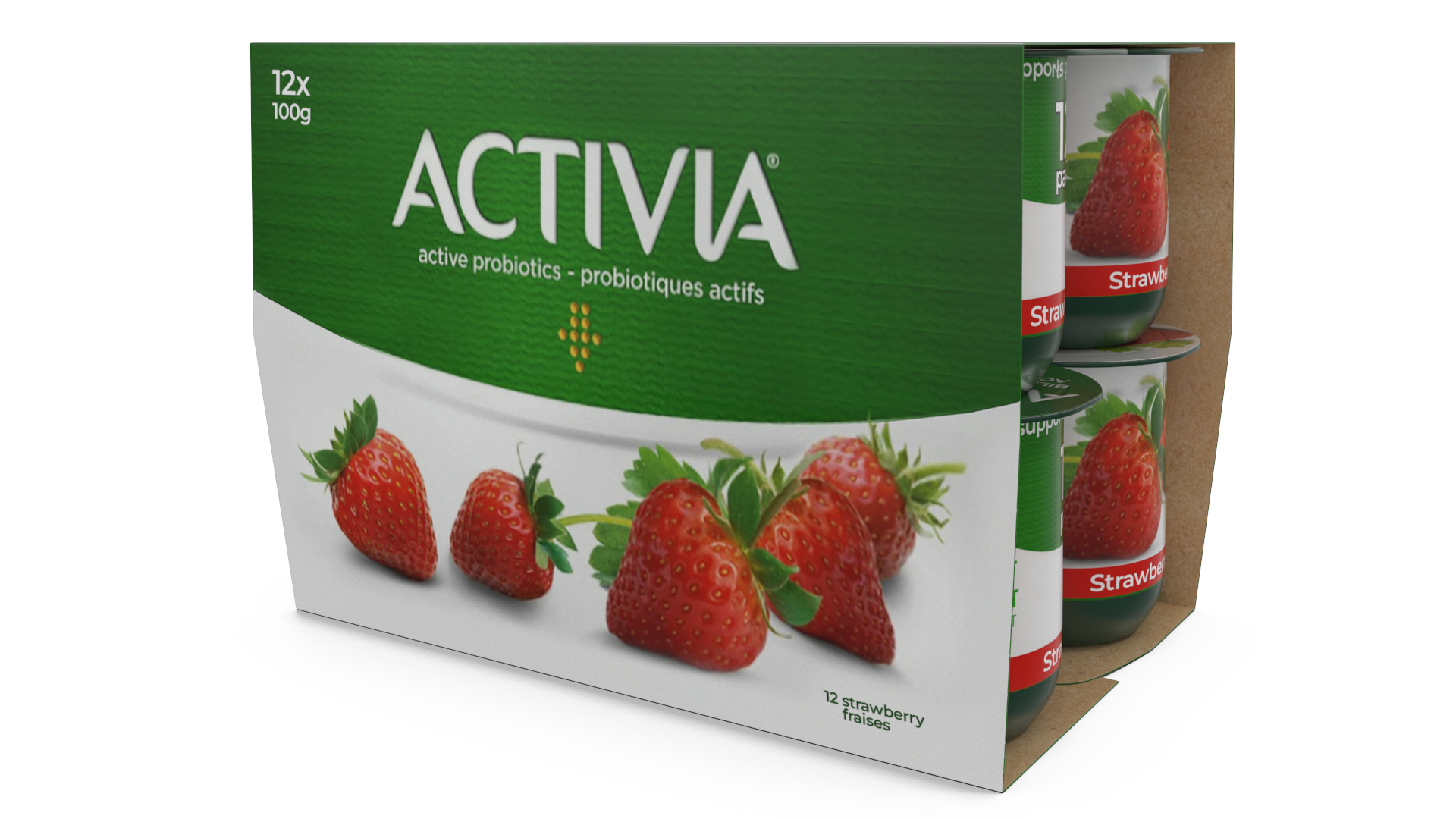 Activia Strawberry Yogurt 12 Paper Pack 3D model