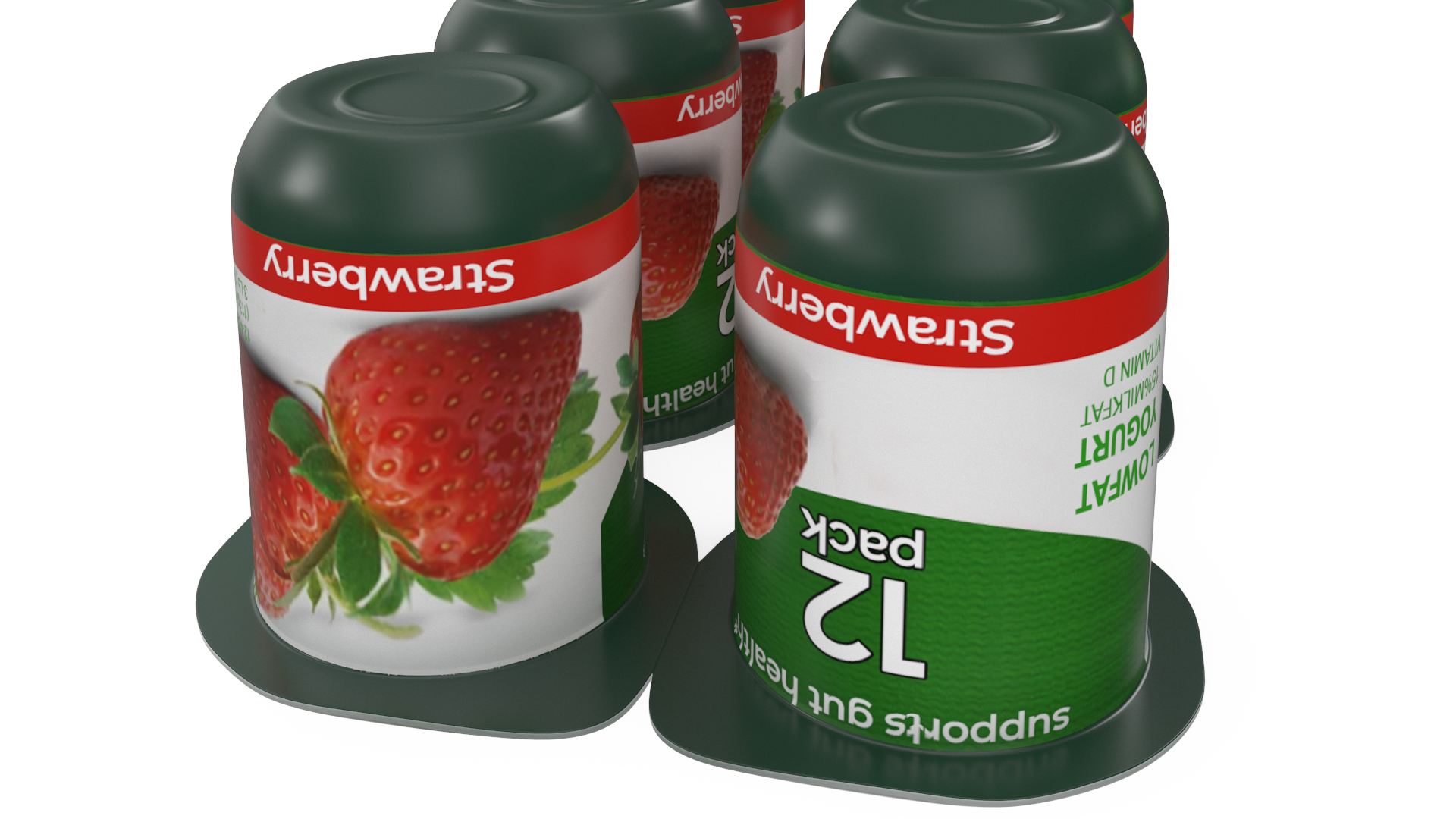 Activia Strawberry Yogurt 12 Paper Pack 3D model