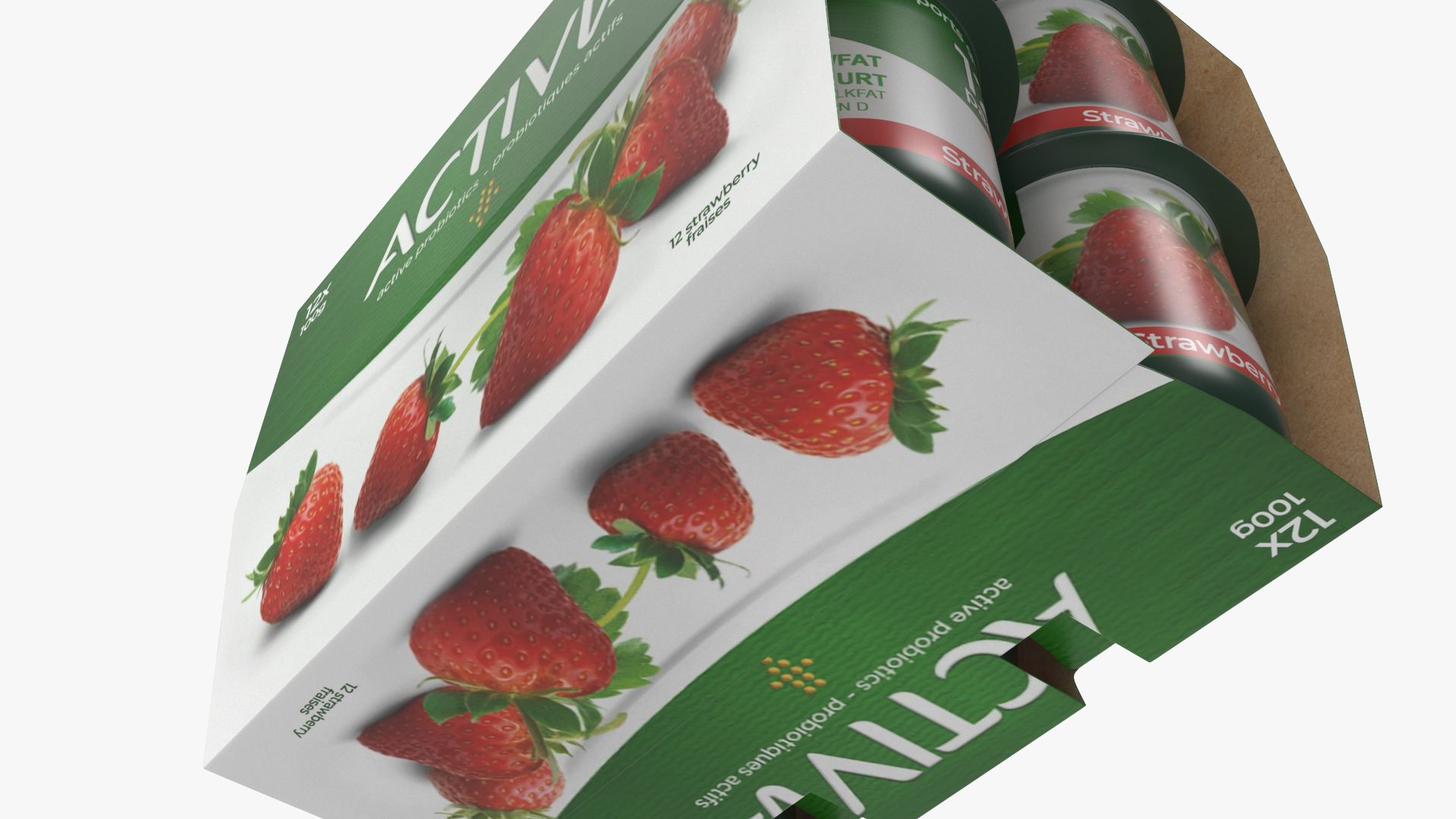 Activia Strawberry Yogurt 12 Paper Pack 3D model