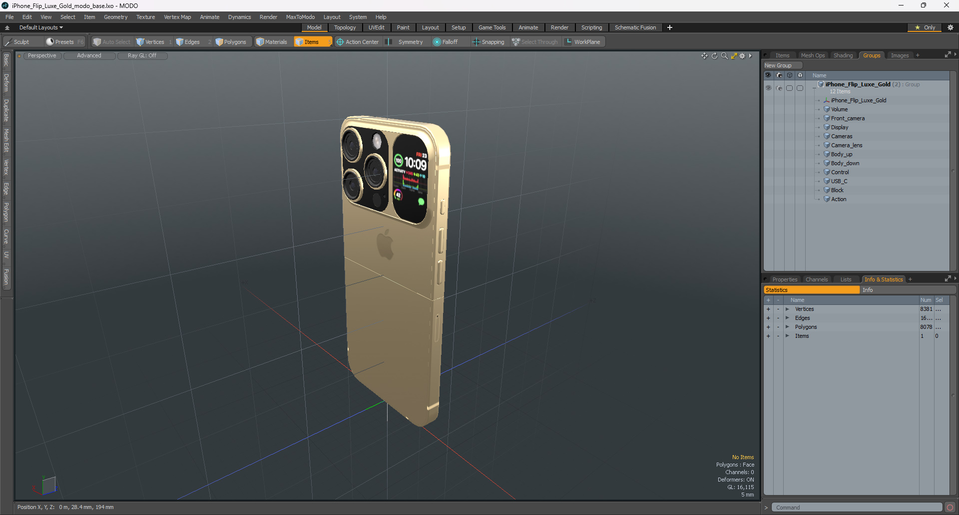 3D iPhone Flip Luxe Gold