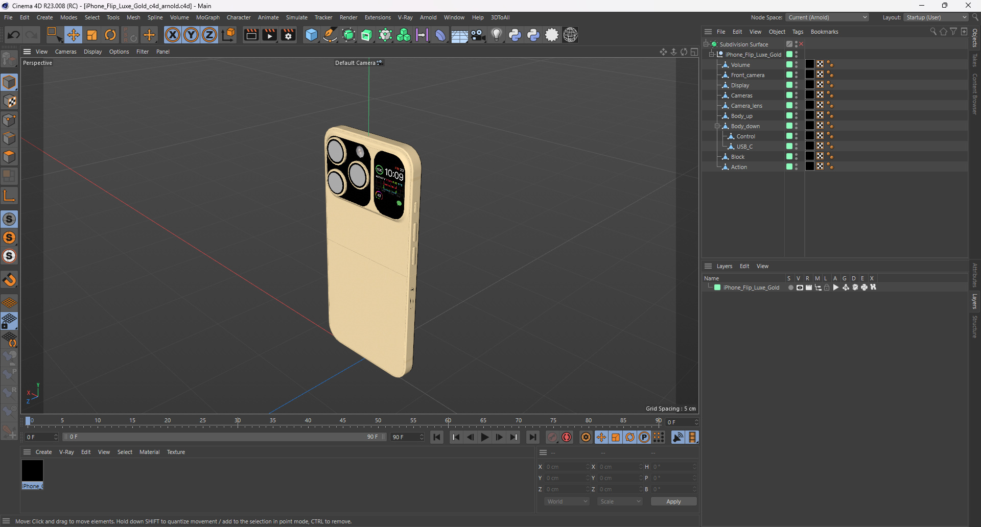 3D iPhone Flip Luxe Gold
