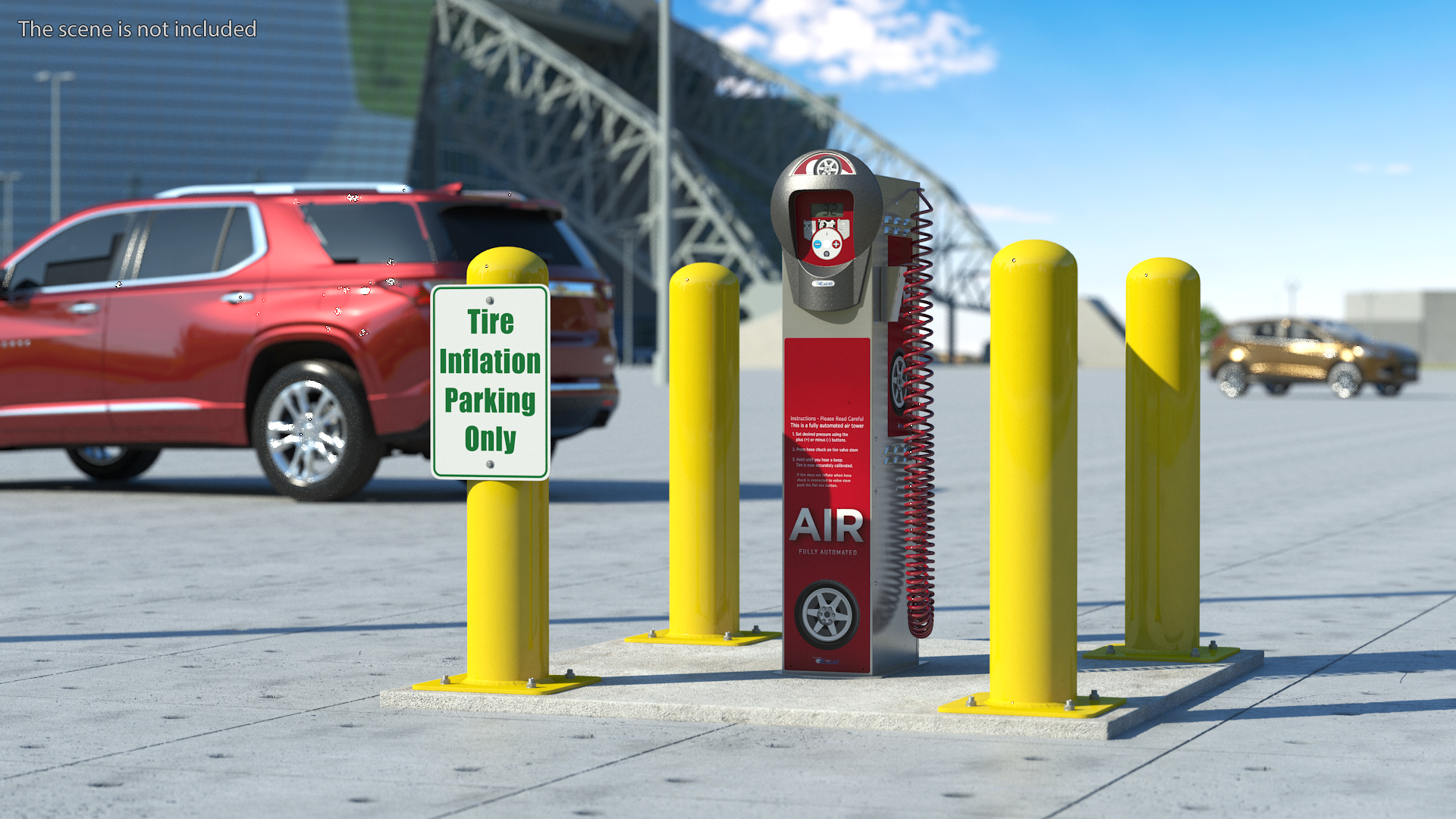 3D model Self Service Tire Air Station Pillar Red