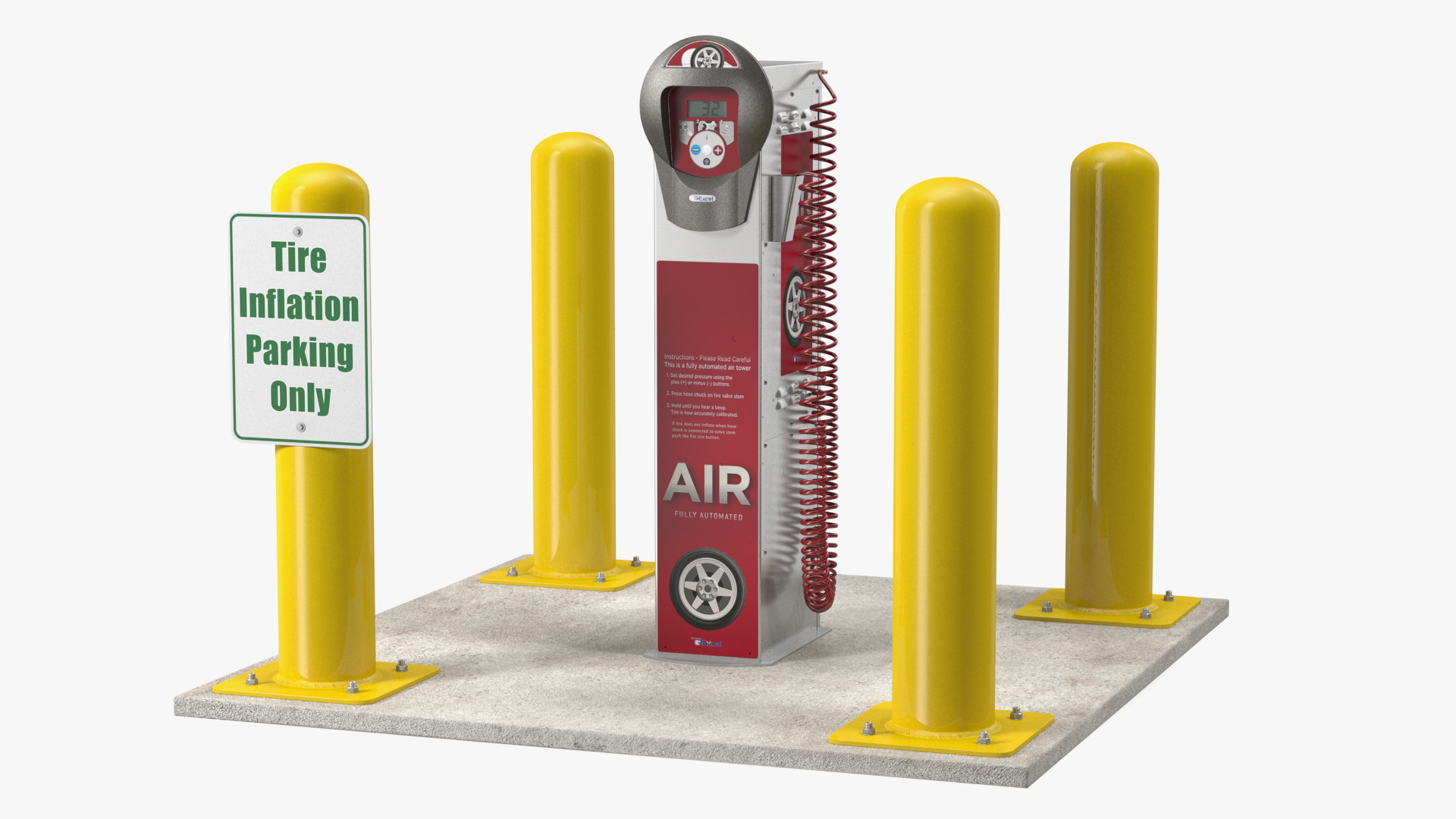 3D model Self Service Tire Air Station Pillar Red