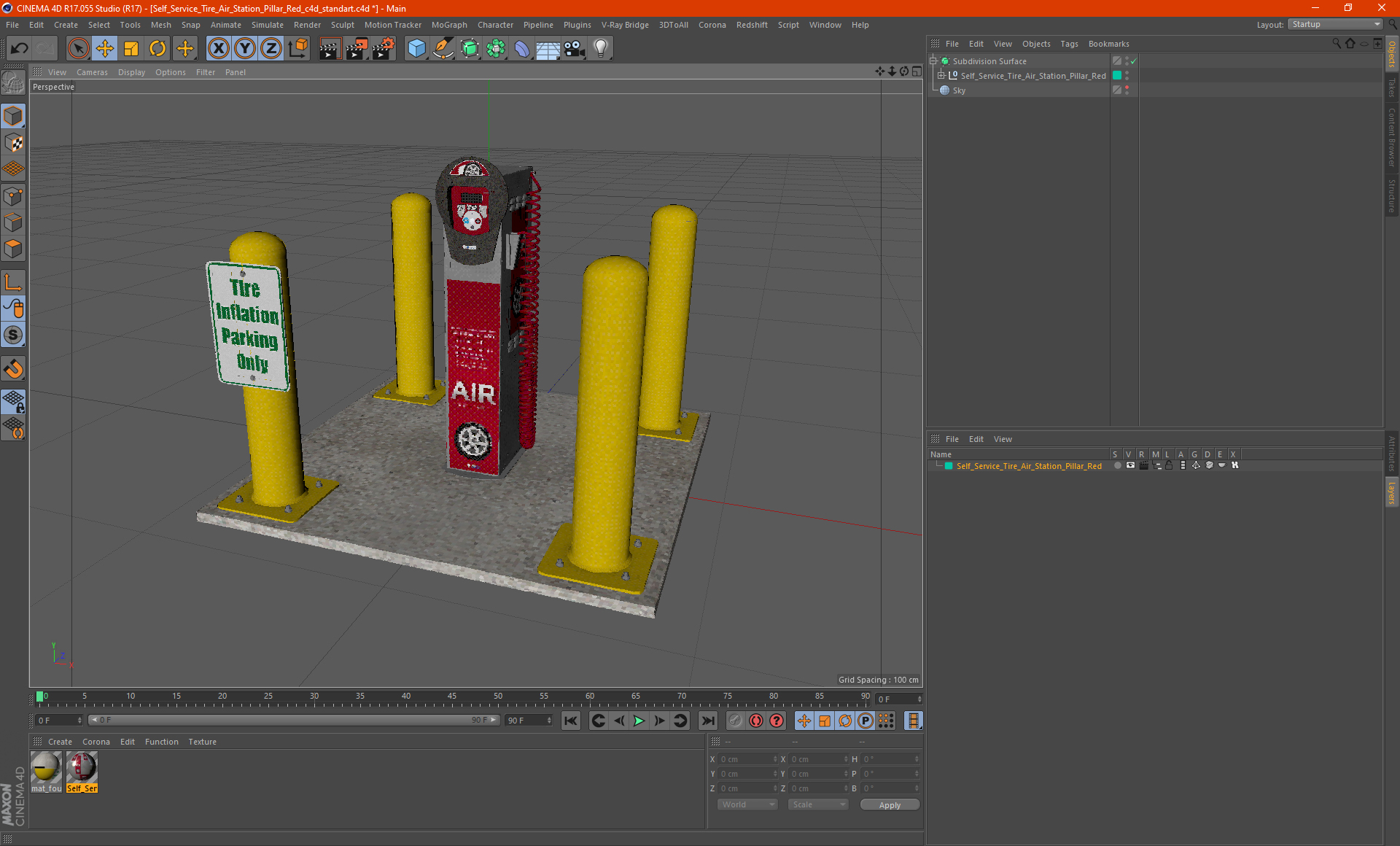 3D model Self Service Tire Air Station Pillar Red