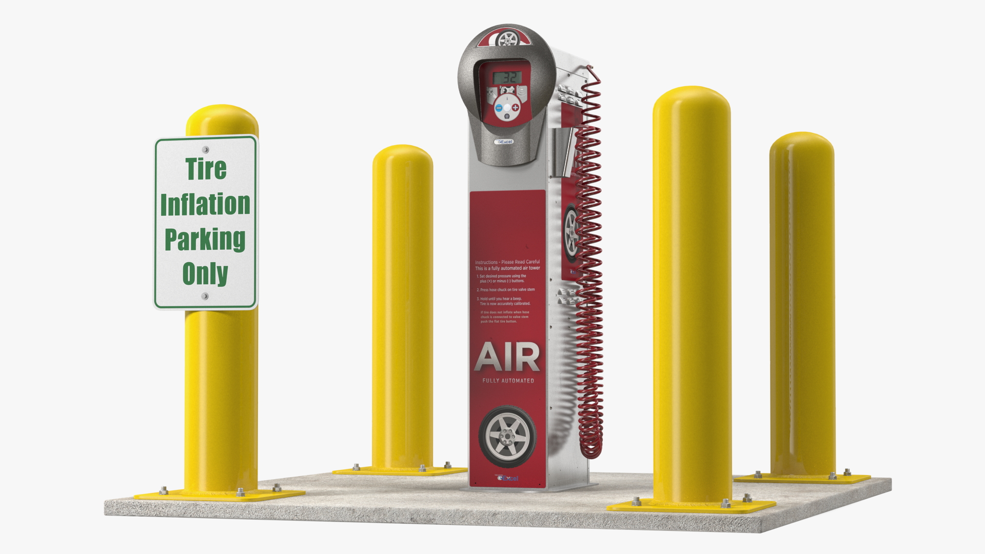 3D model Self Service Tire Air Station Pillar Red