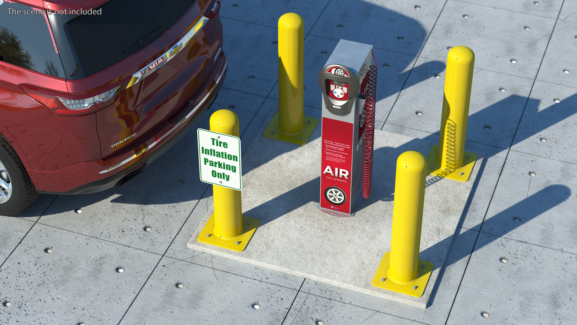 3D model Self Service Tire Air Station Pillar Red