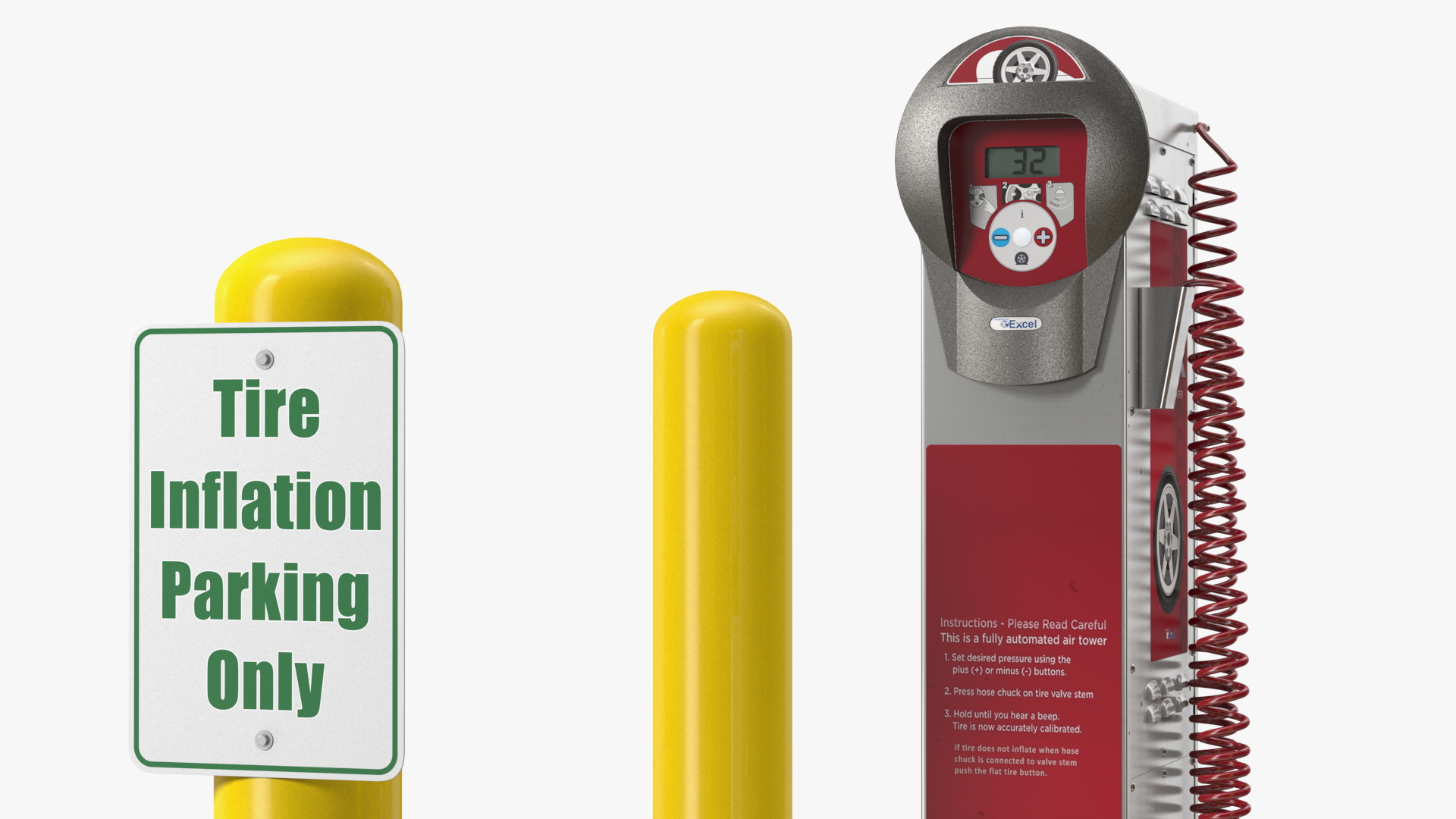 3D model Self Service Tire Air Station Pillar Red
