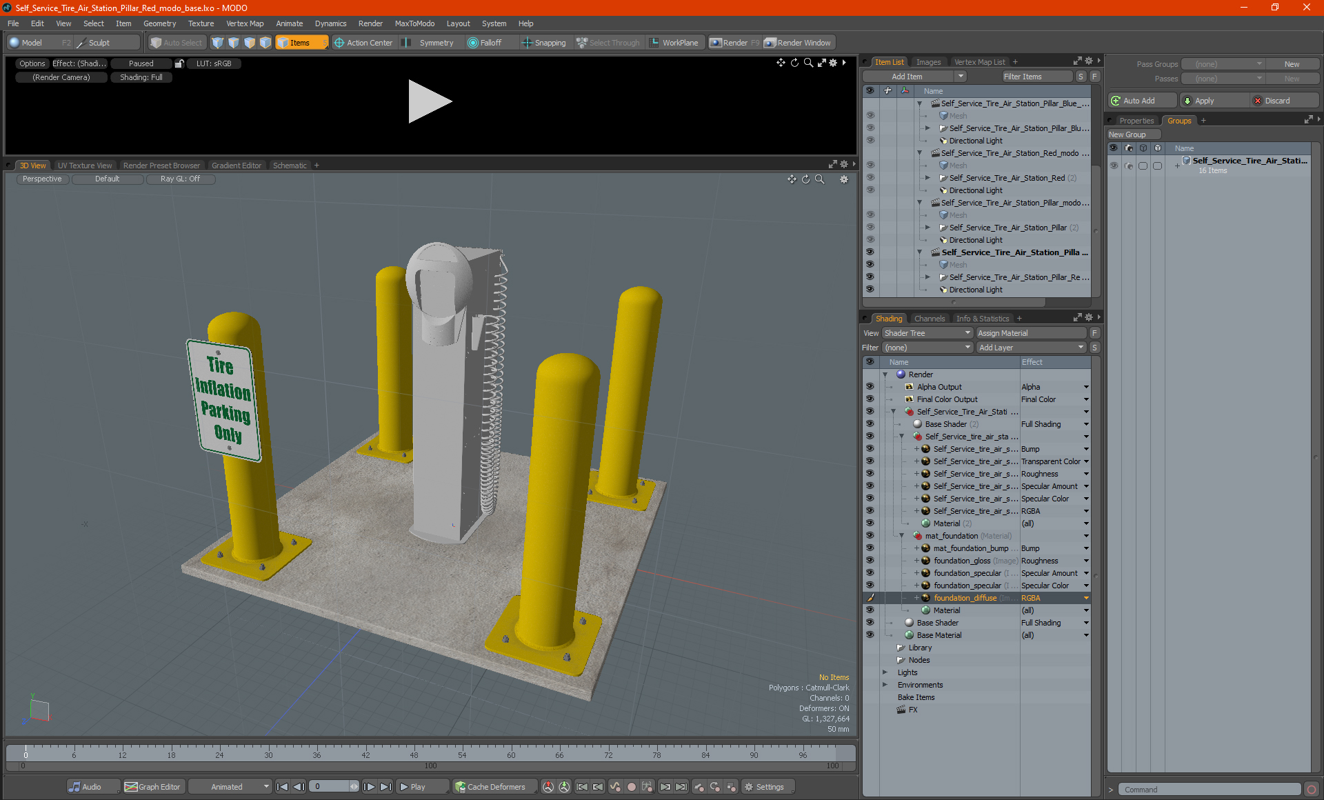 3D model Self Service Tire Air Station Pillar Red