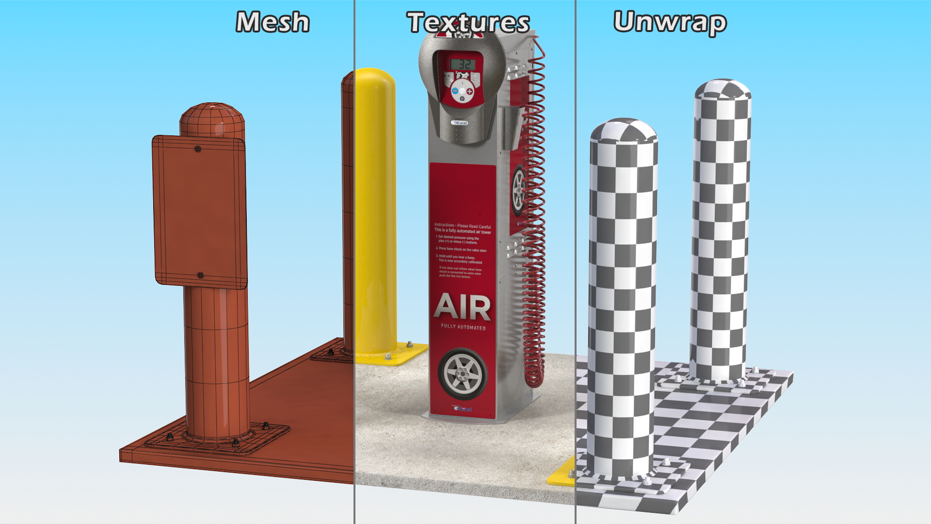 3D model Self Service Tire Air Station Pillar Red