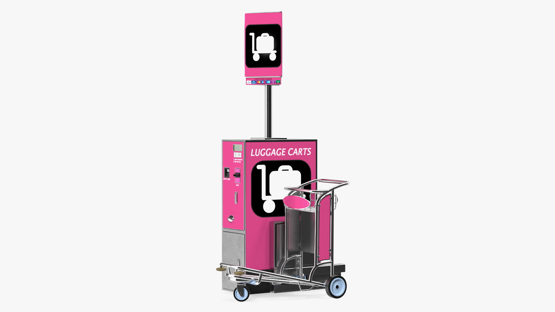 3D Airport Luggage Carts Management Equipment with Carts model