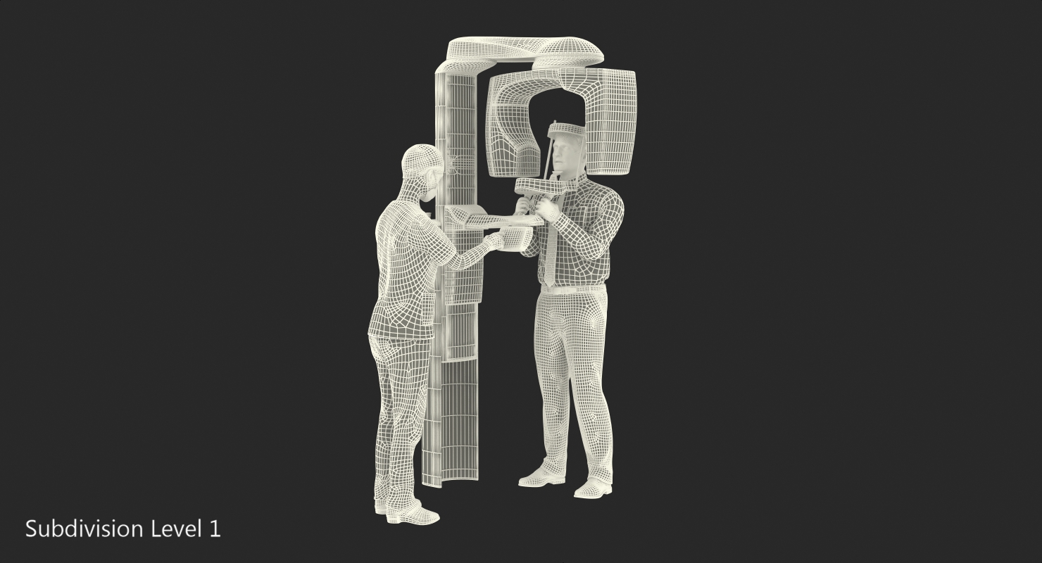3D model Dental X Ray Scaner with Doctor and Patient Rigged