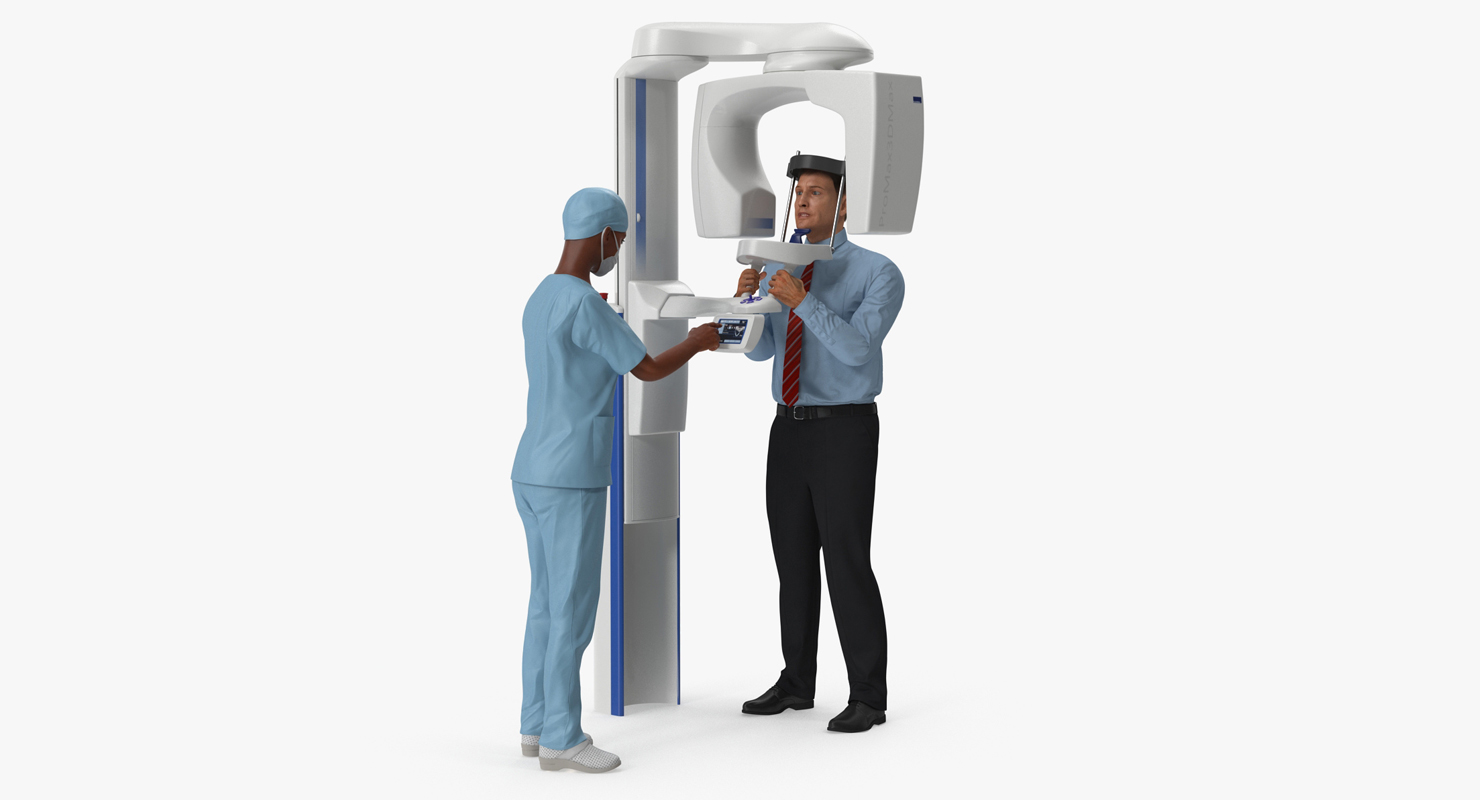 3D model Dental X Ray Scaner with Doctor and Patient Rigged