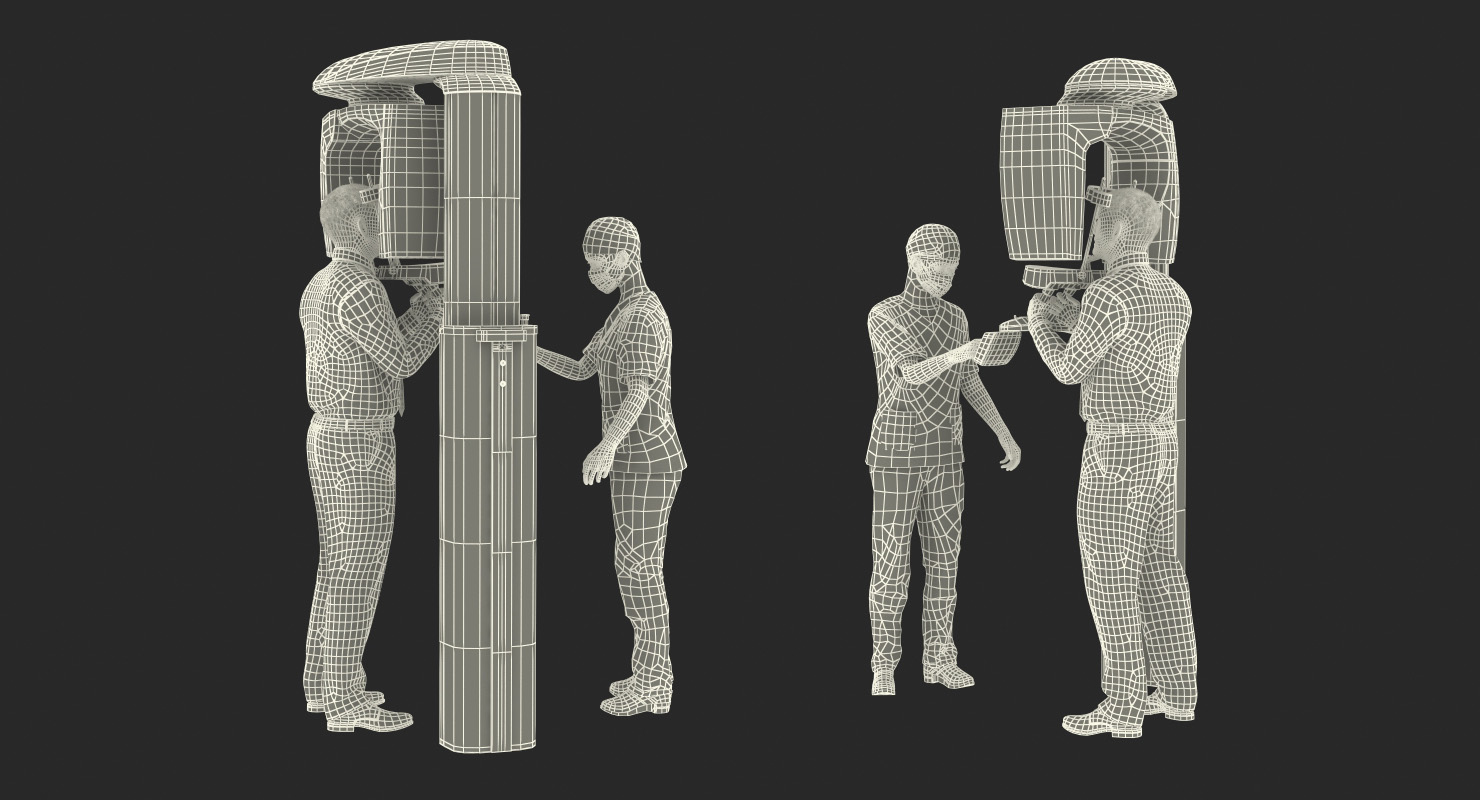3D model Dental X Ray Scaner with Doctor and Patient Rigged