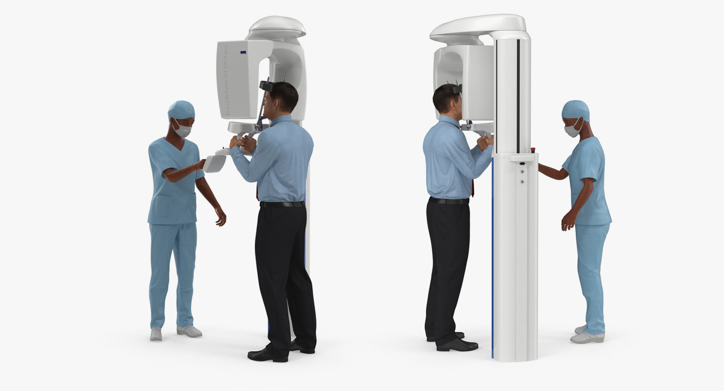 3D model Dental X Ray Scaner with Doctor and Patient Rigged