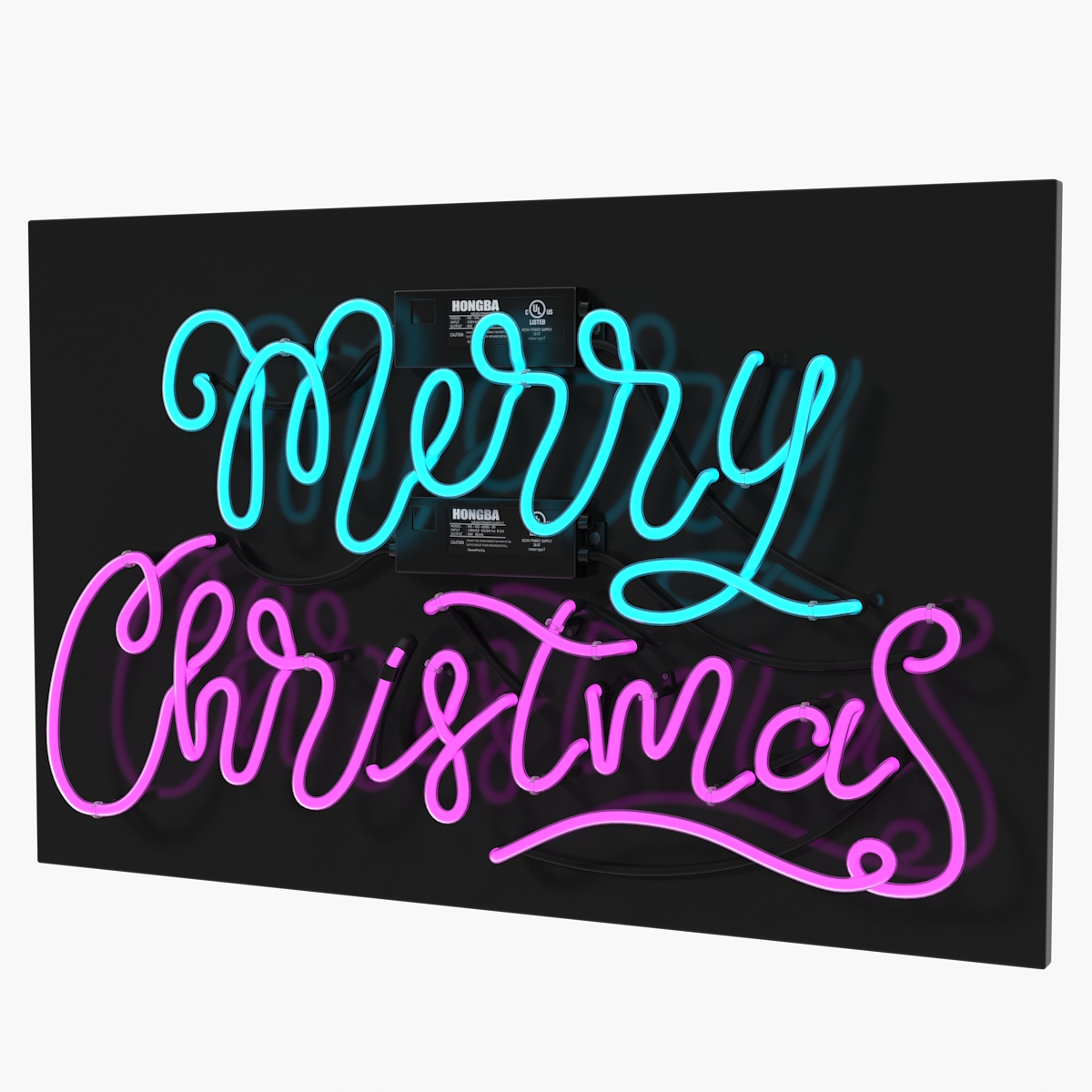Neon Sign Merry Christmas 3D Model