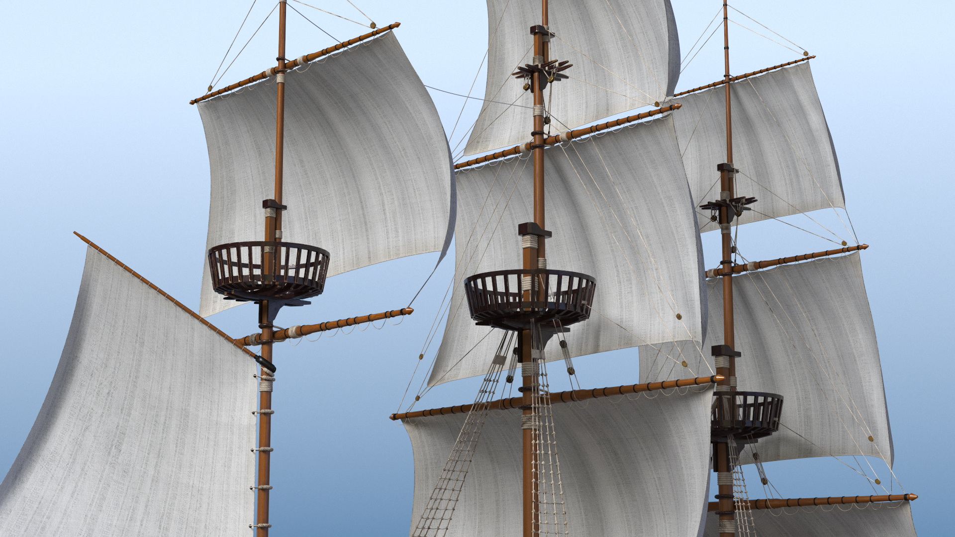 Fantasy Flying Sailing Ship Rigged 3D model