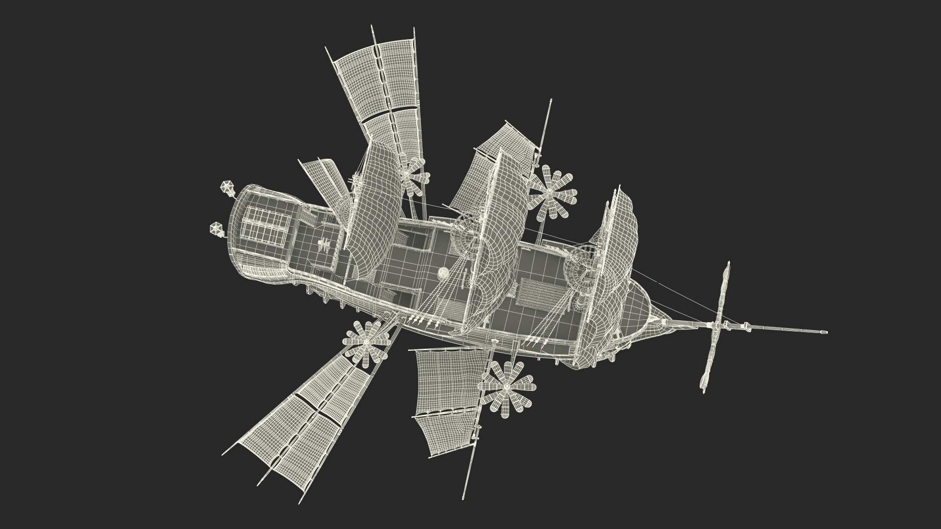 Fantasy Flying Sailing Ship Rigged 3D model
