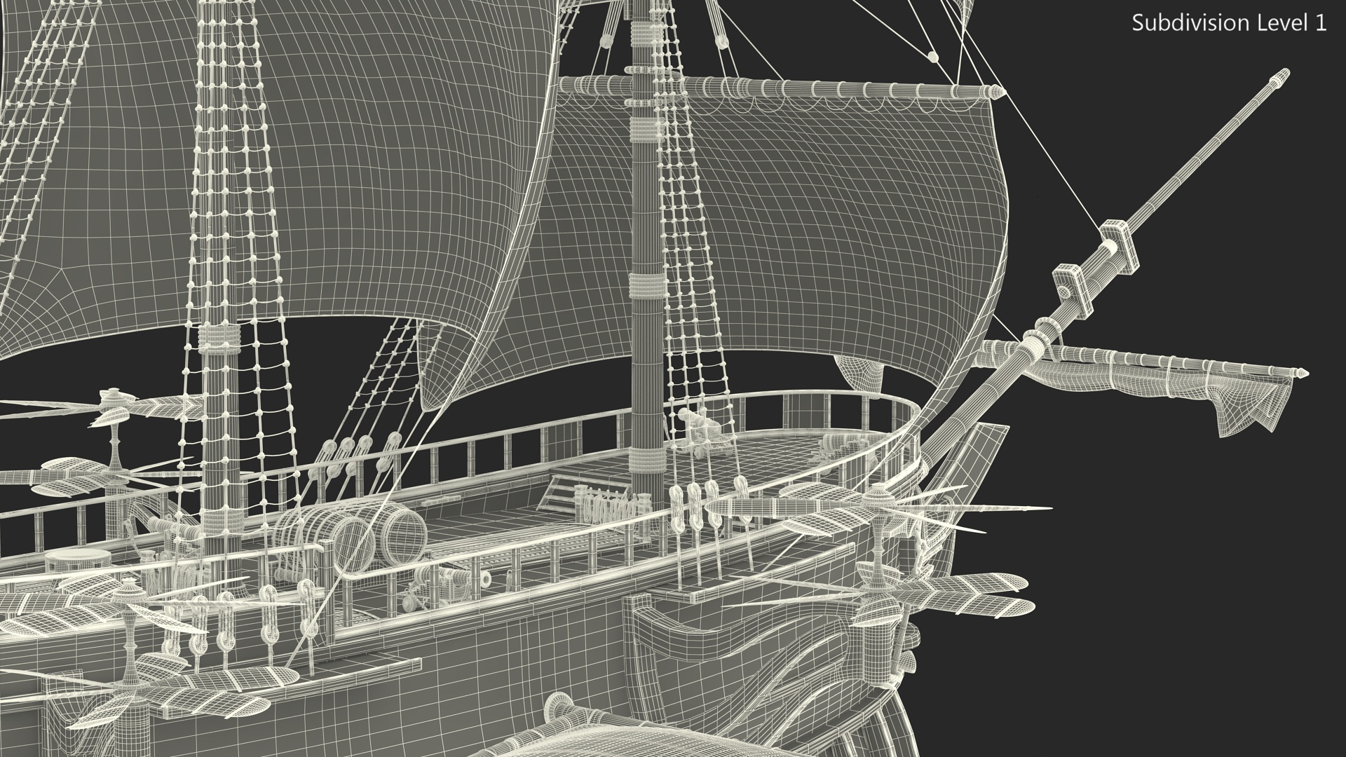 Fantasy Flying Sailing Ship Rigged 3D model