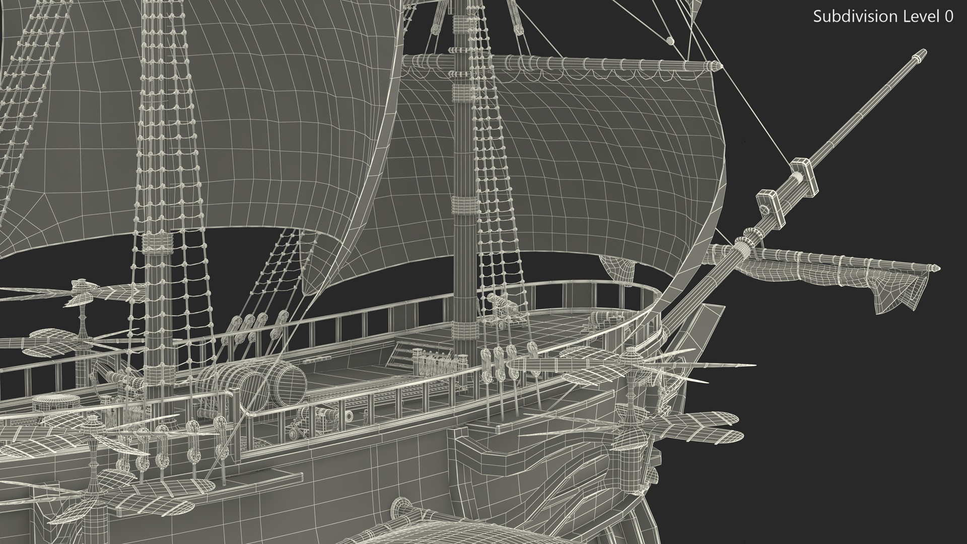 Fantasy Flying Sailing Ship Rigged 3D model