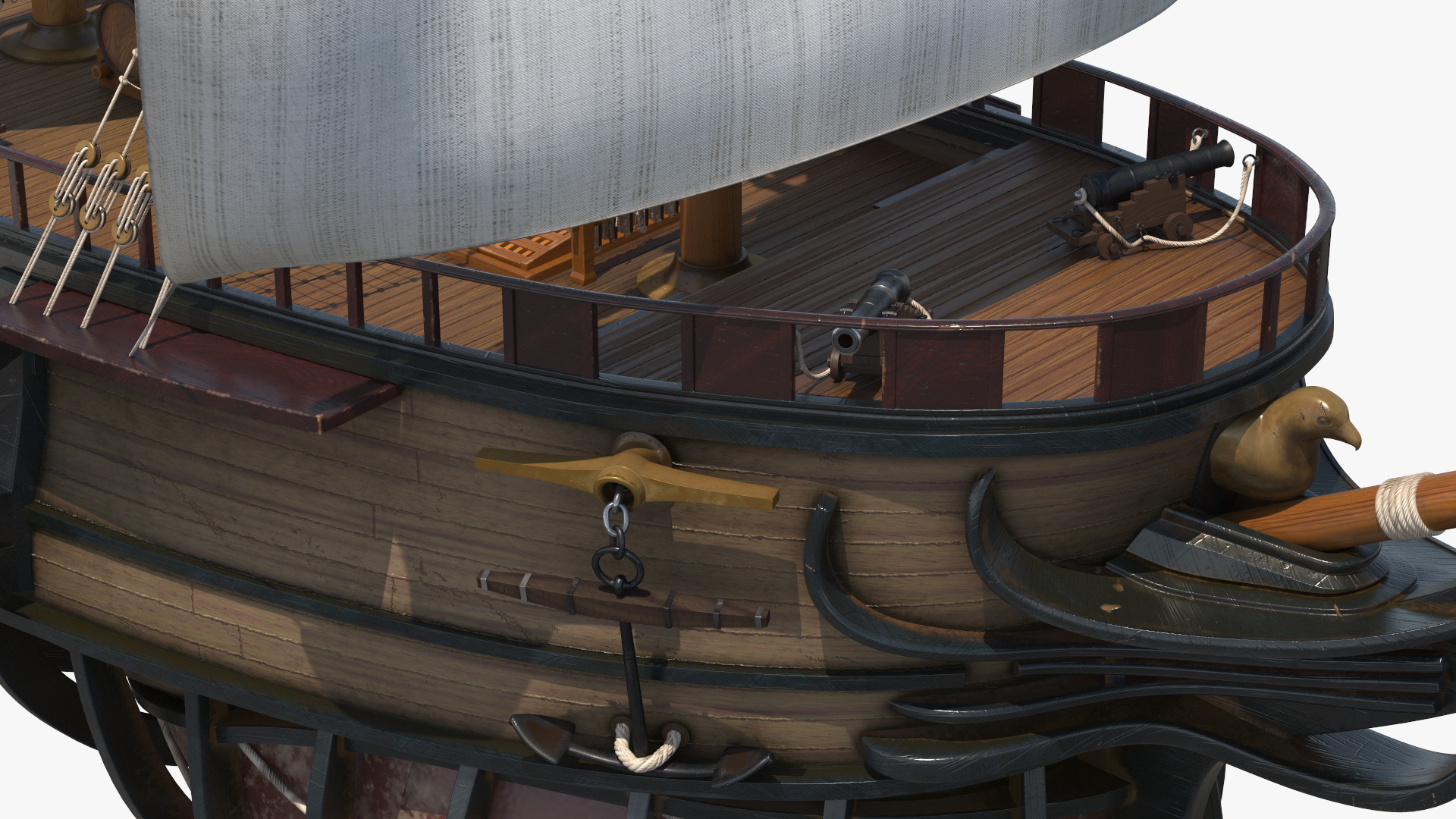 Fantasy Flying Sailing Ship Rigged 3D model