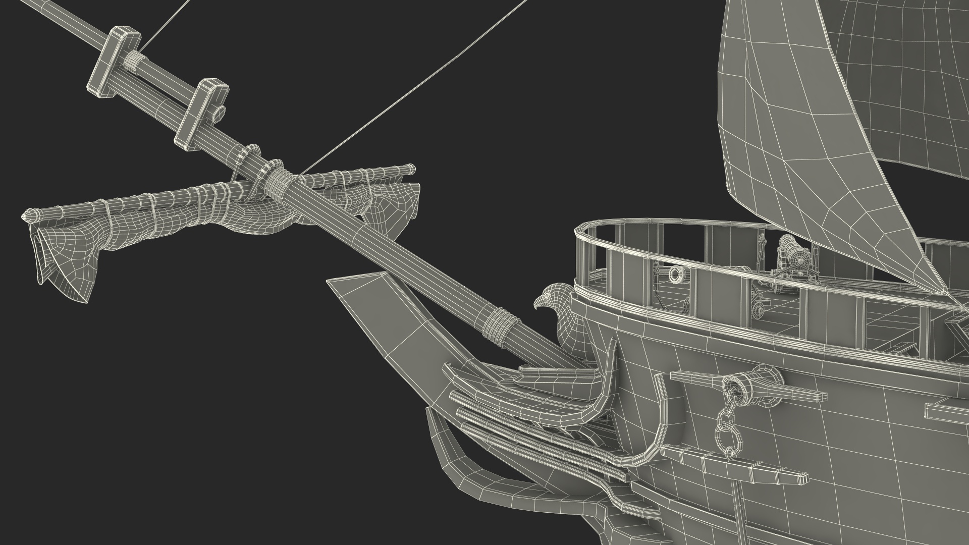 Fantasy Flying Sailing Ship Rigged 3D model