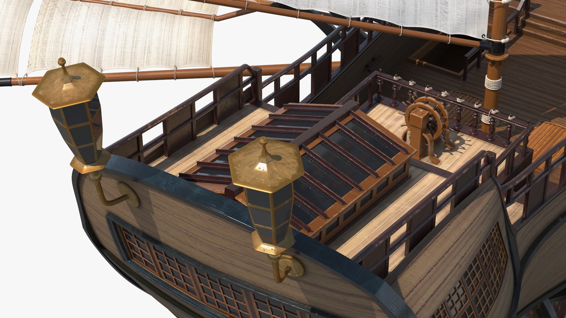 Fantasy Flying Sailing Ship Rigged 3D model