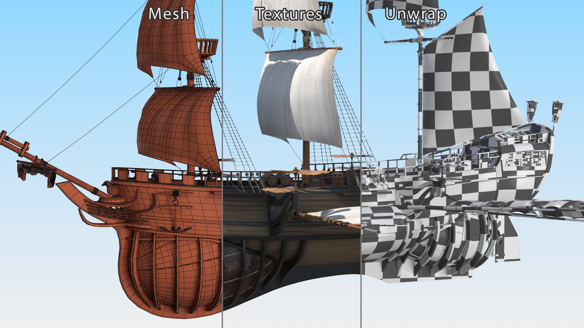 Fantasy Flying Sailing Ship Rigged 3D model