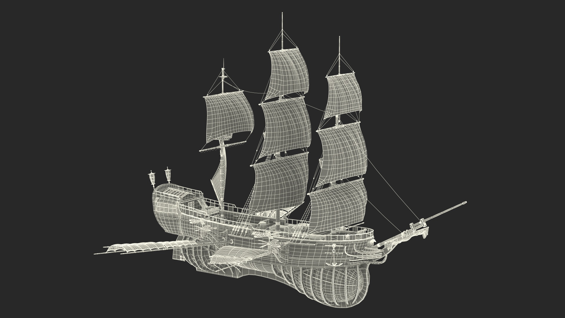 Fantasy Flying Sailing Ship Rigged 3D model