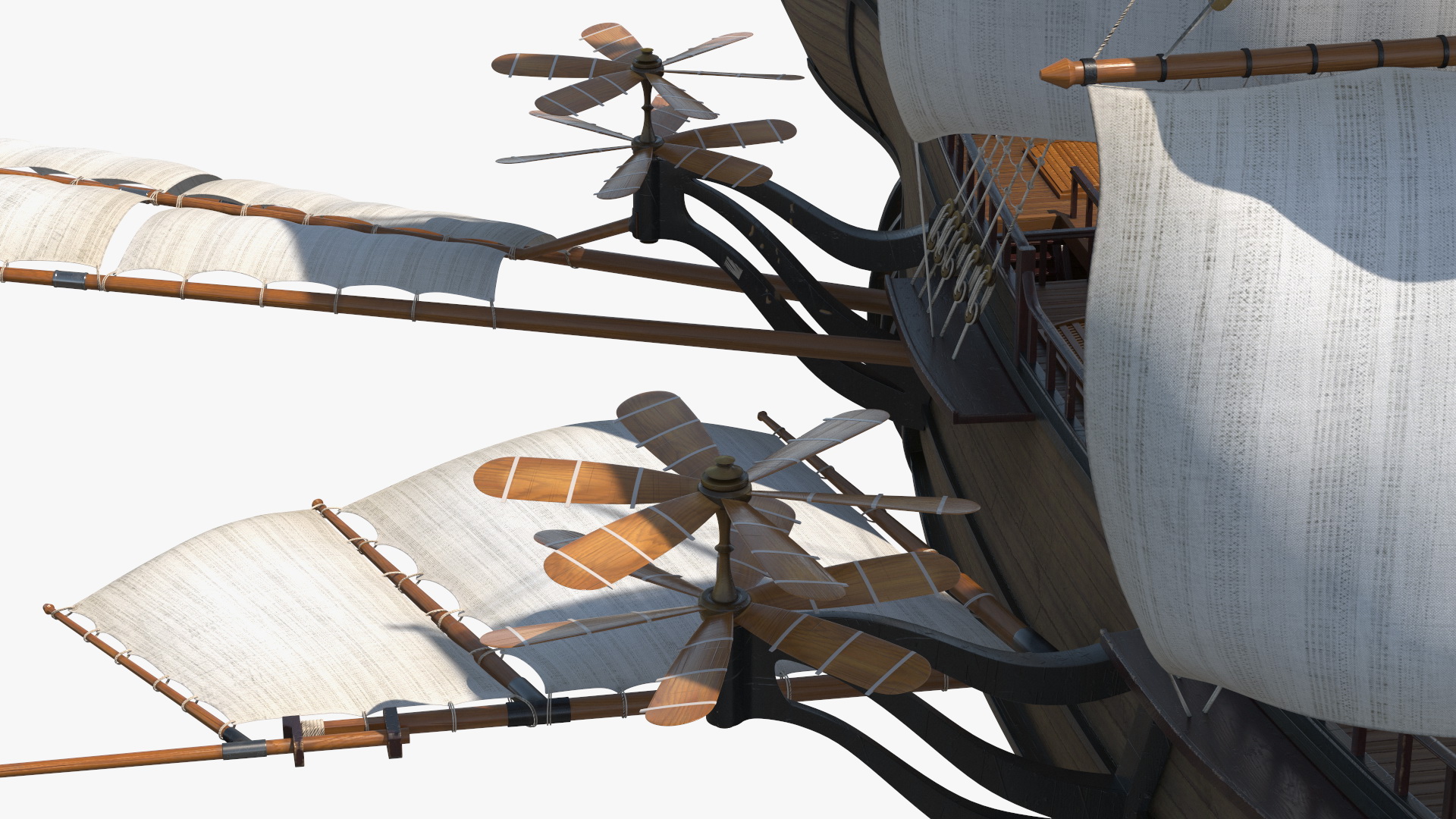 Fantasy Flying Sailing Ship Rigged 3D model