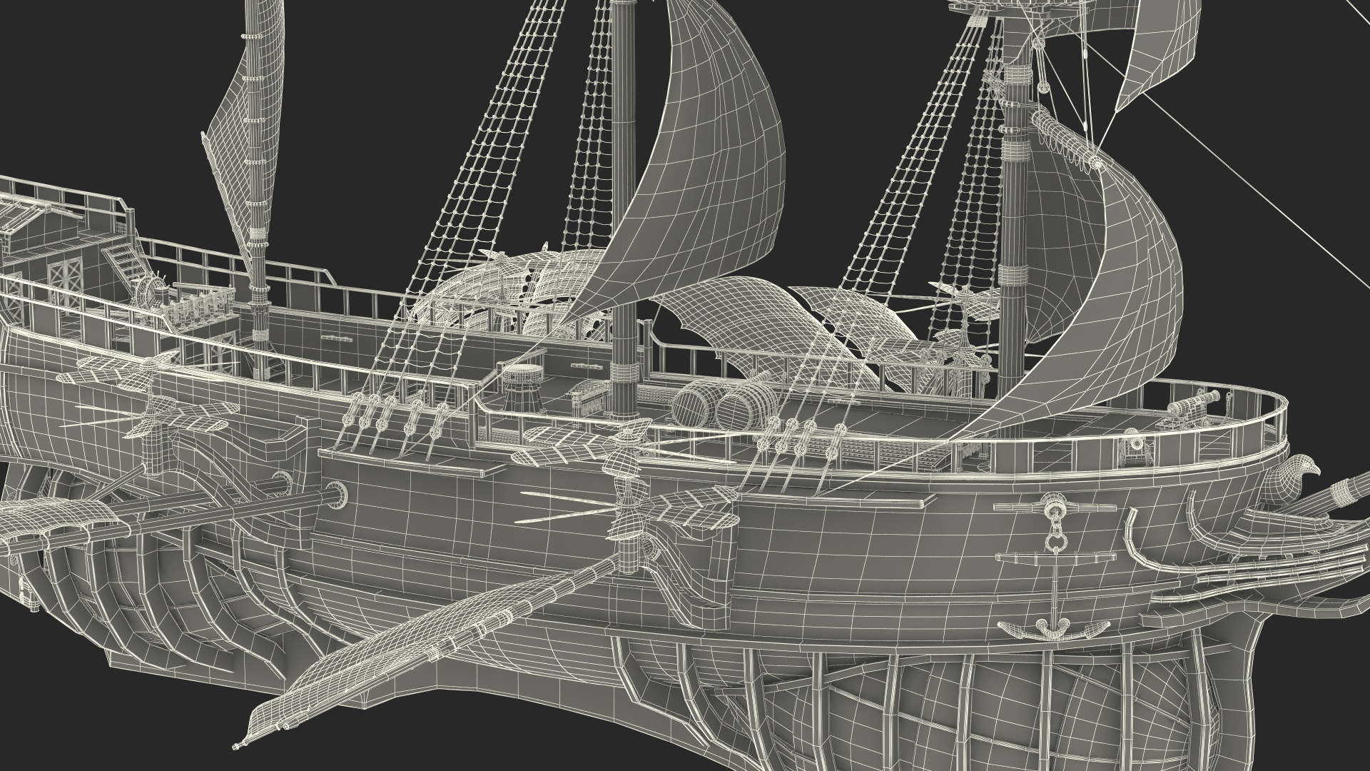 Fantasy Flying Sailing Ship Rigged 3D model