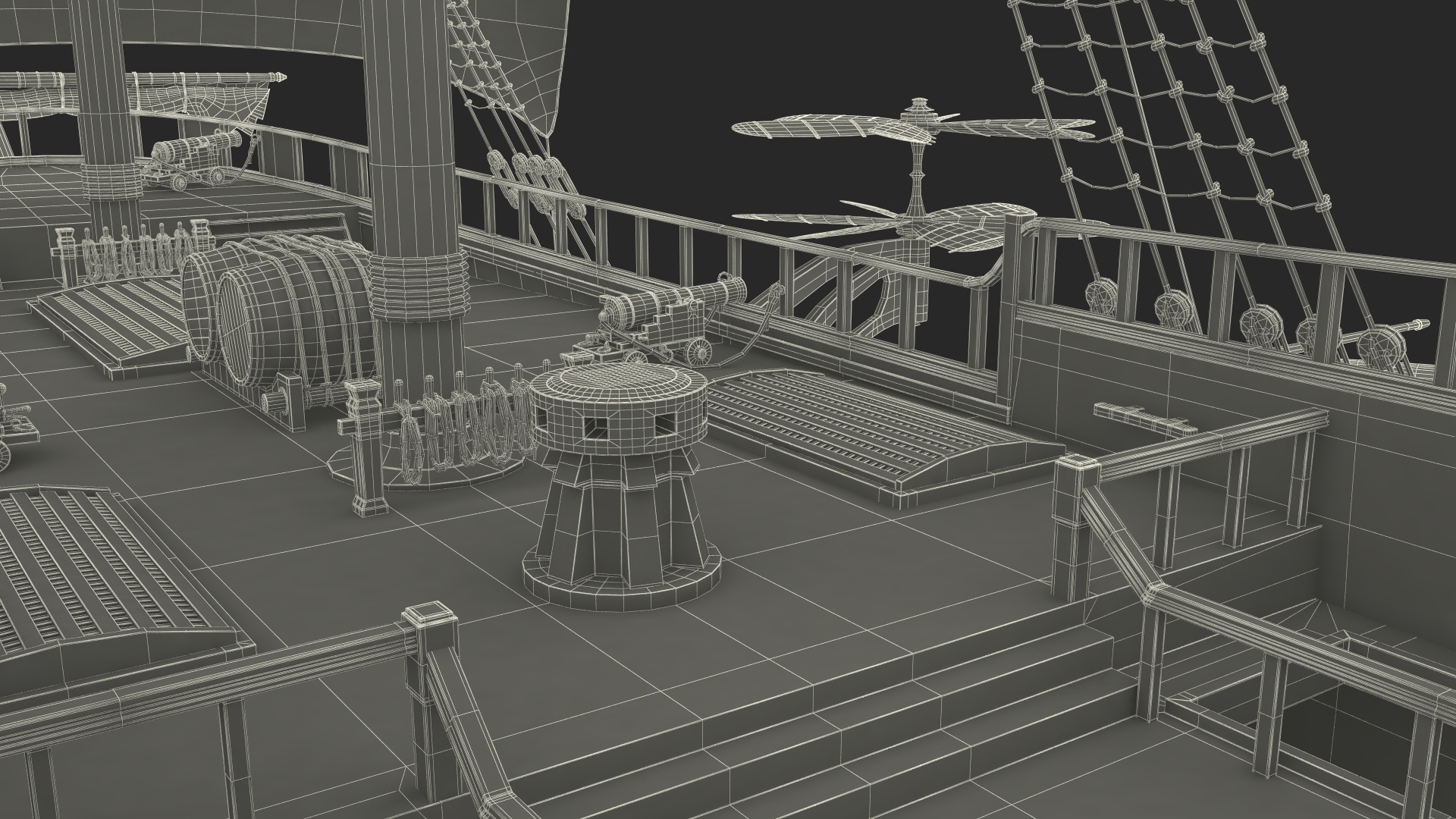 Fantasy Flying Sailing Ship Rigged 3D model