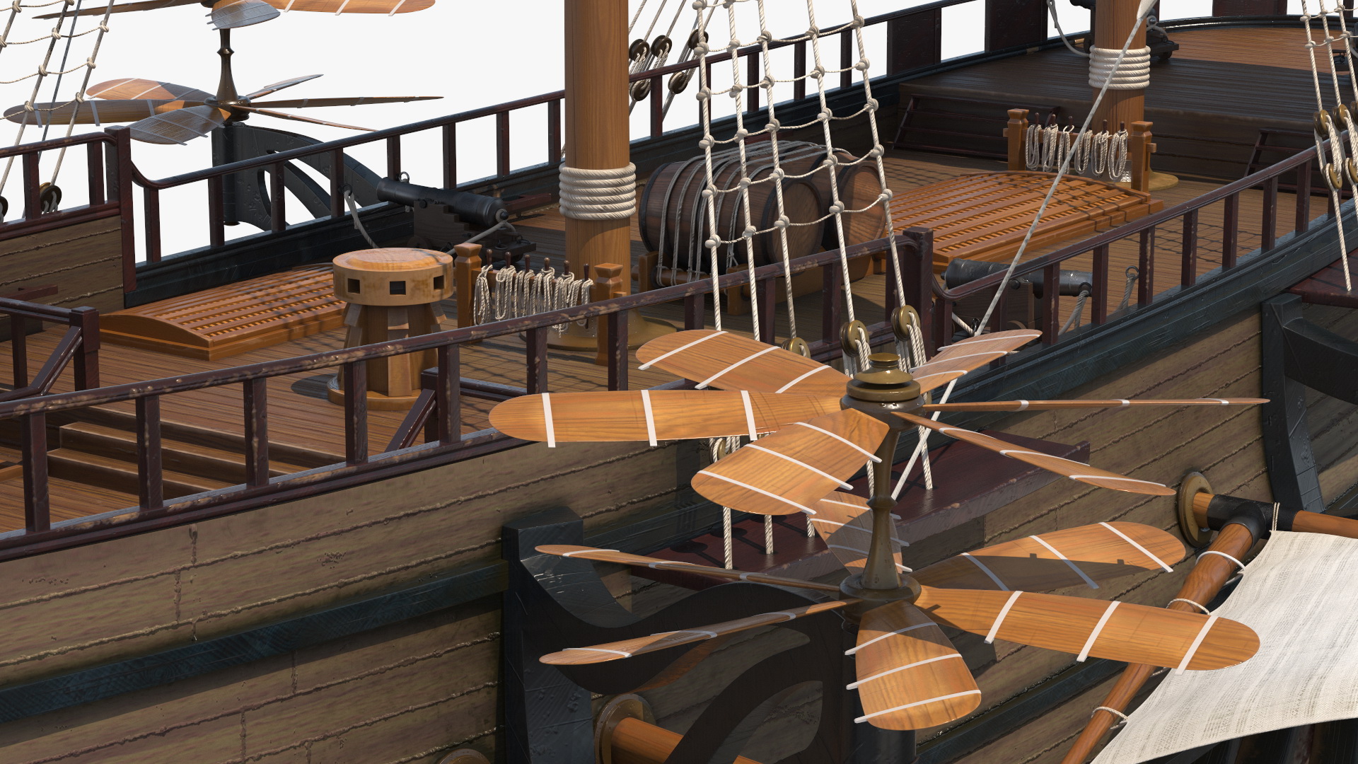 Fantasy Flying Sailing Ship Rigged 3D model