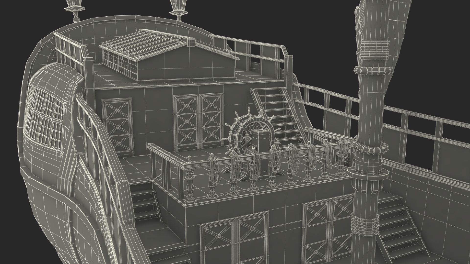 Fantasy Flying Sailing Ship Rigged 3D model