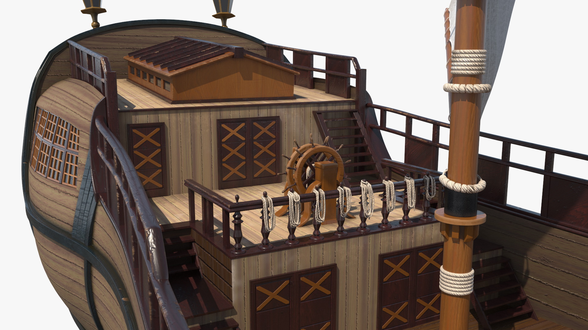 Fantasy Flying Sailing Ship Rigged 3D model